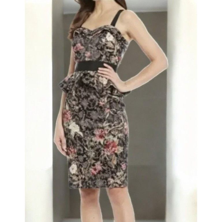 Designer Antonio Melani Seraphina Jacquard Ruffled Dress NEW 12 Size XL / US 12-14 / IT 48-50 - 3 Thumbnail