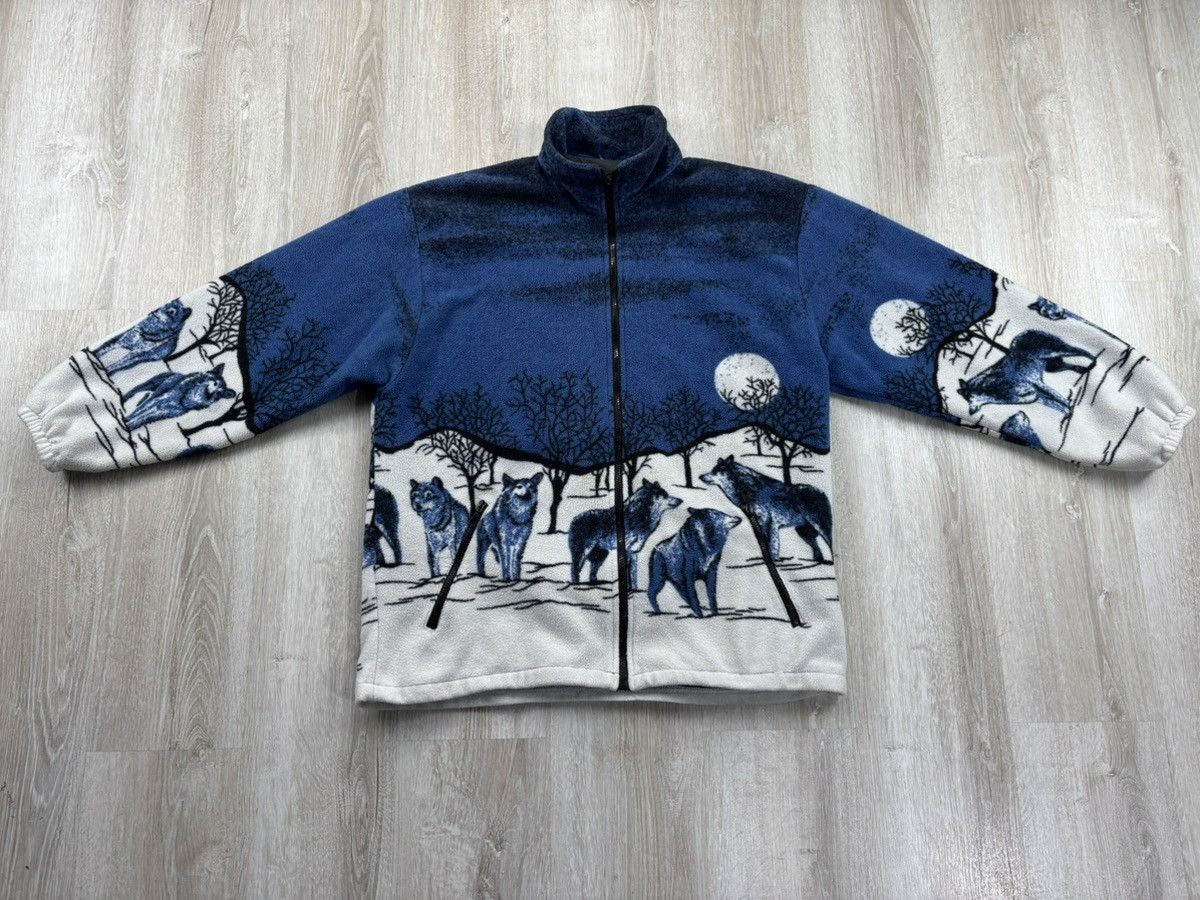Designer × Vintage Mens fleece jacket Wolf Size L/XL Size US L / EU 52-54 / 3 - 1 Thumbnail