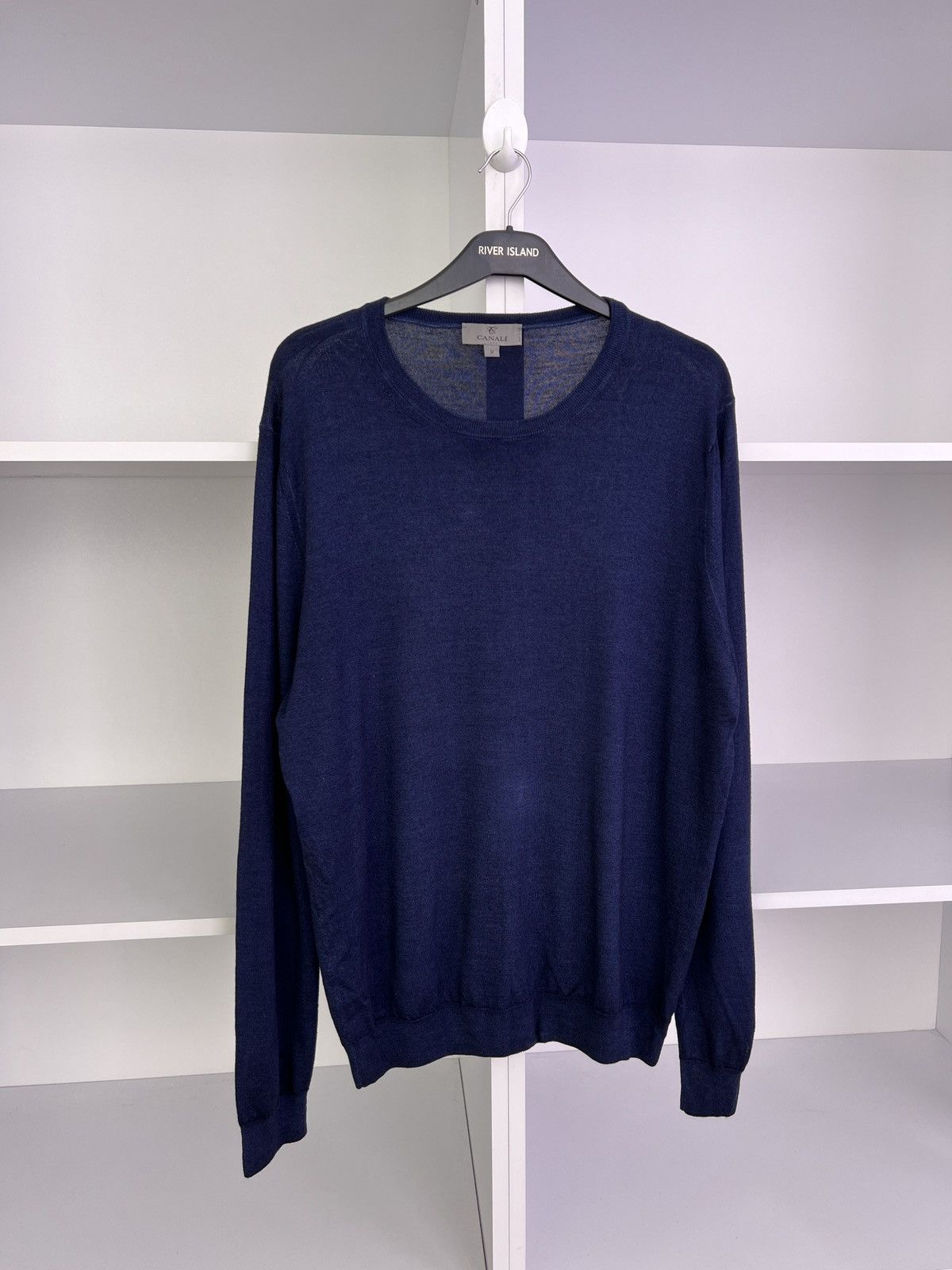 Canali × Designer × Vintage Vintage Canali Wool Navy Jumper Size US L / EU 52-54 / 3 - 3 Thumbnail