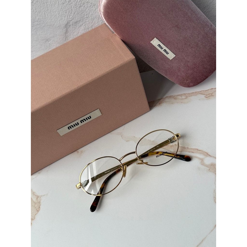 Miu Miu NEW Miu Miu M50ZV Gold Oval Metal Eyeglasses Frames Size ONE SIZE - 2 Thumbnail