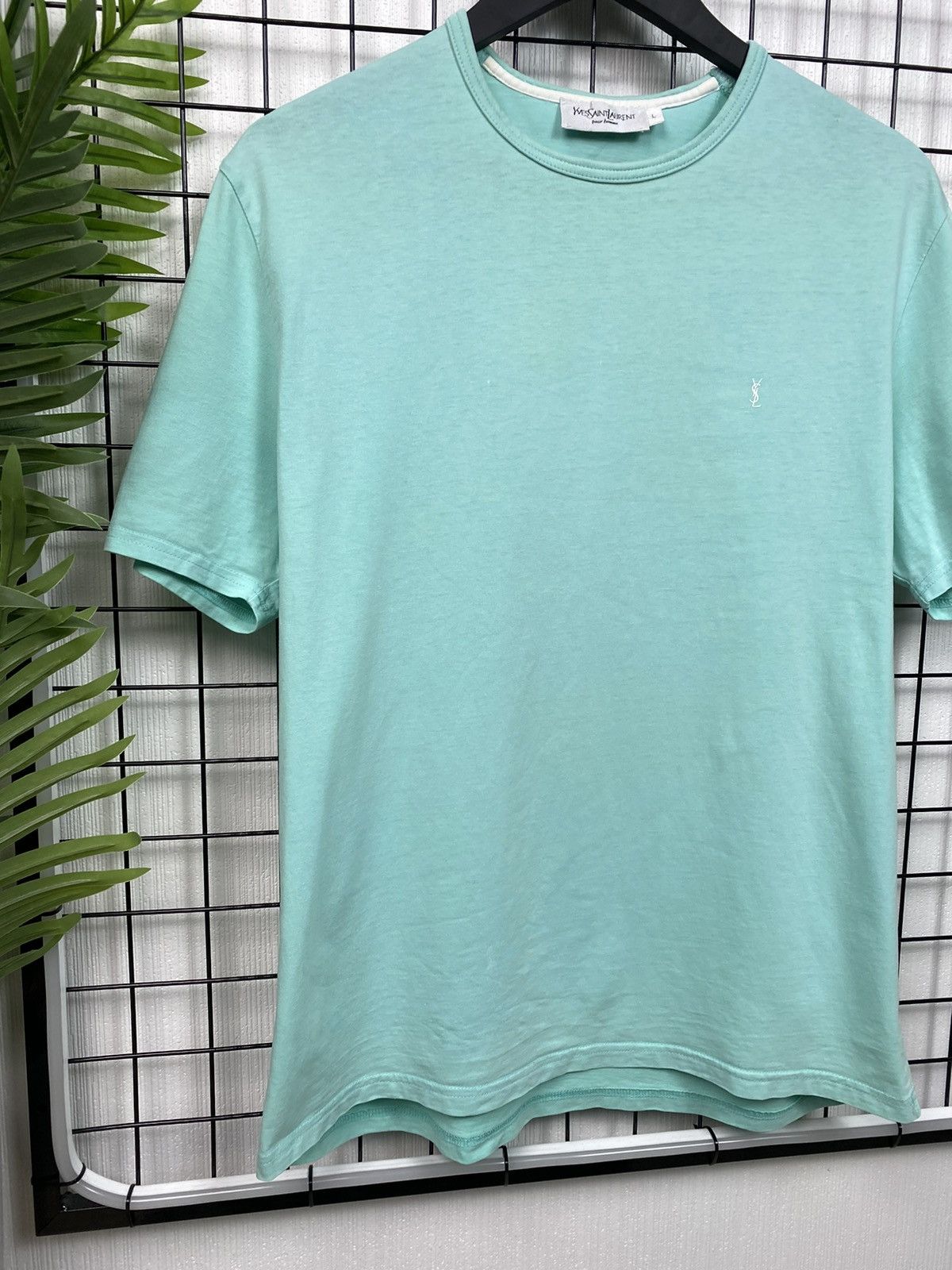 Yves Saint Laurent Vintage 90s Yves Saint Laurent YSL T Shirt rare turquoise Size US L / EU 52-54 / 3 - 5 Thumbnail