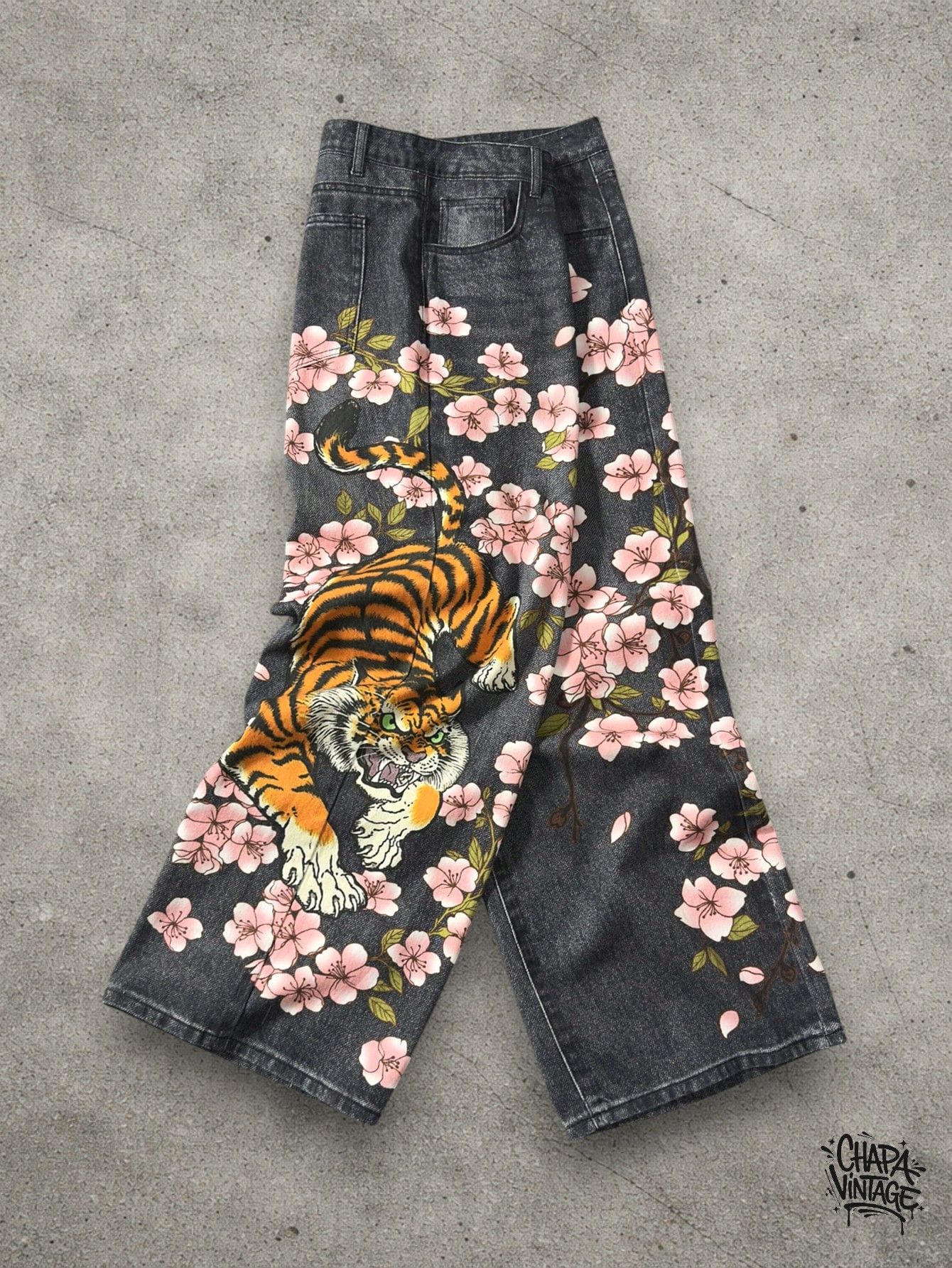 Vintage Anime graphic floral jeans Size US 32 / EU 48 - 2 Thumbnail