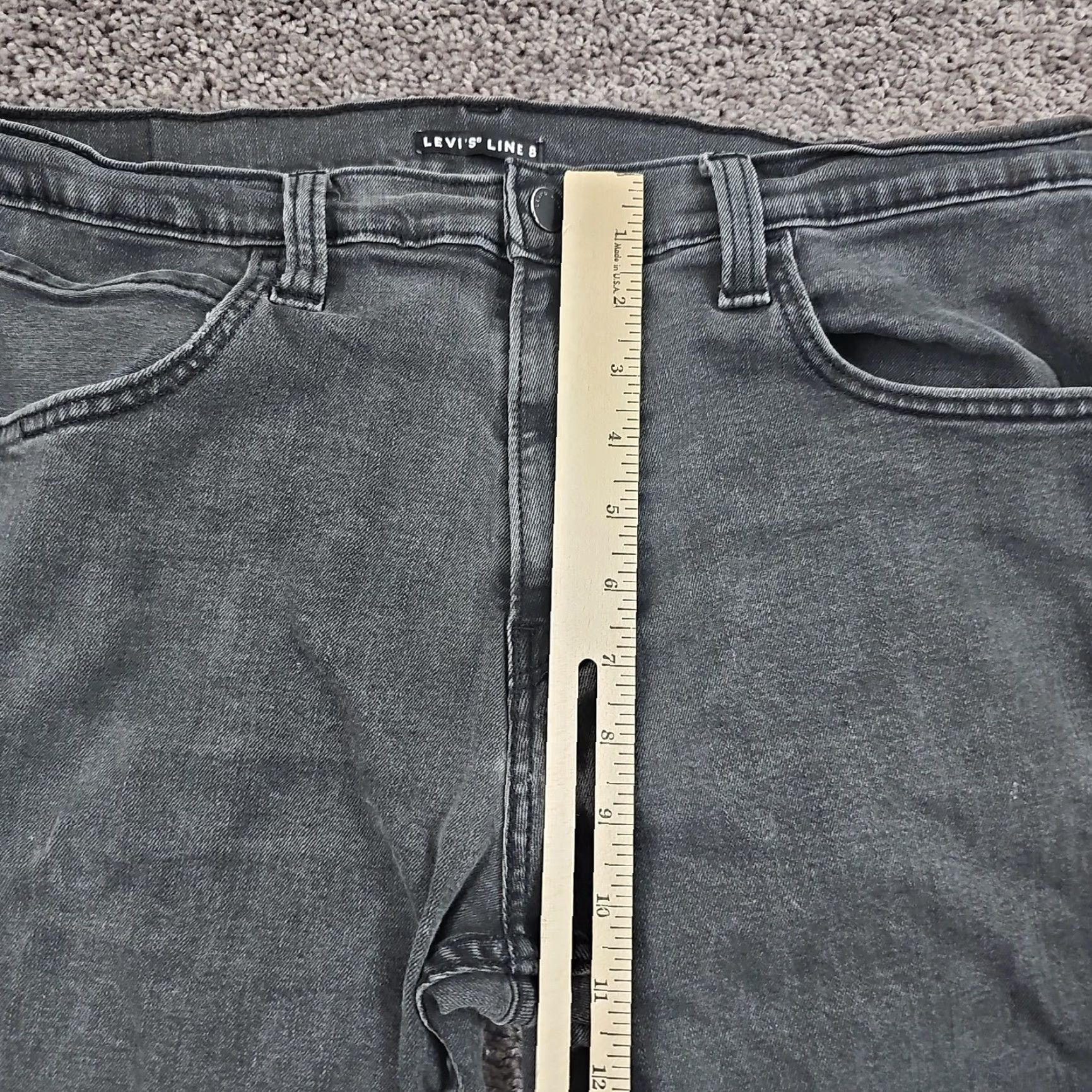 Levi's Levis Line 8 Jeans Mens 36 Gray Straight Dark Wash Distressed Stretch Denim Shirt? Size US 36 / EU 52 - 4 Thumbnail