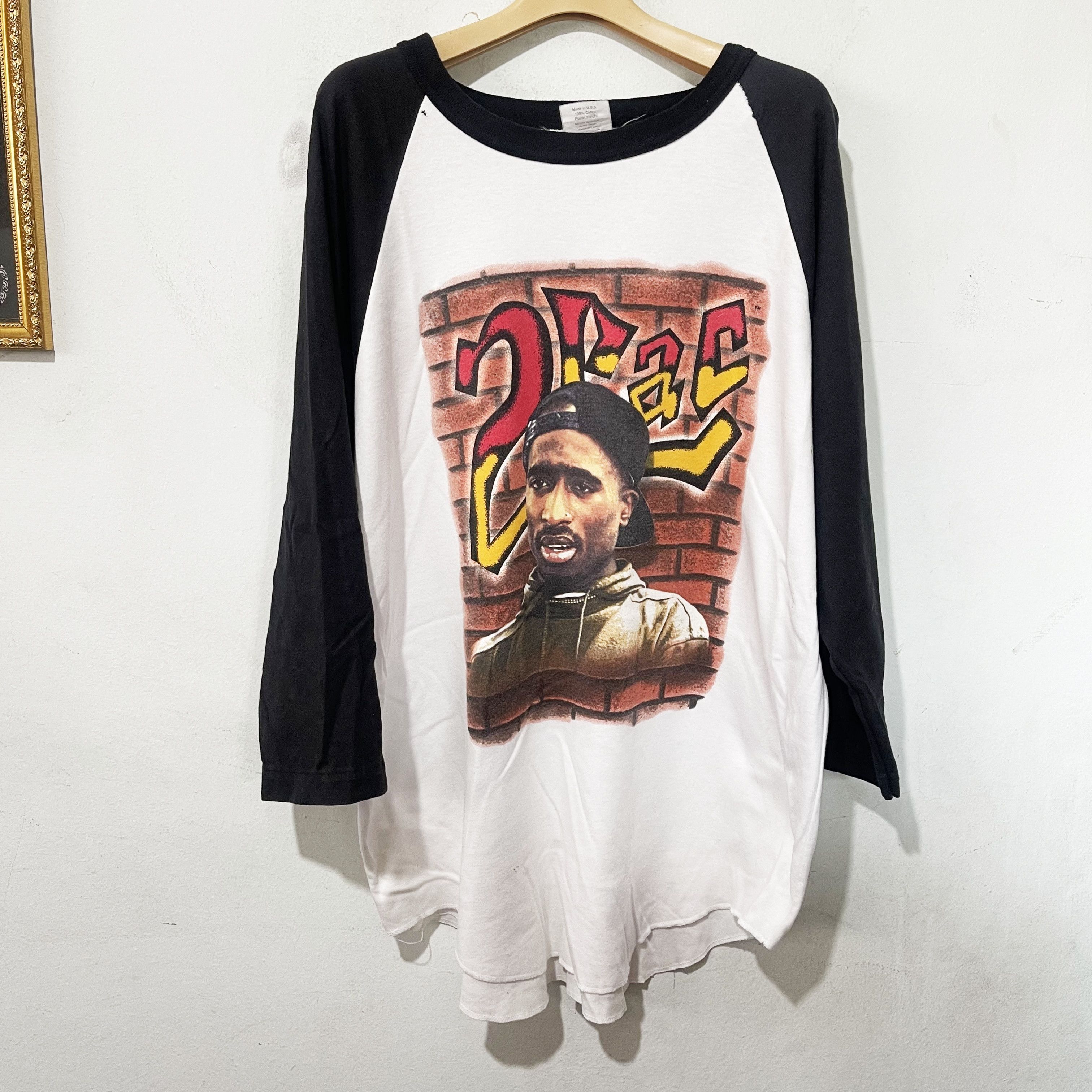 Rap Tees Vintage 2Pac Tupac Shakur Raglan Long Sleeve Hip Hop Rap Tee Size US XL / EU 56 / 4 - 1 Thumbnail