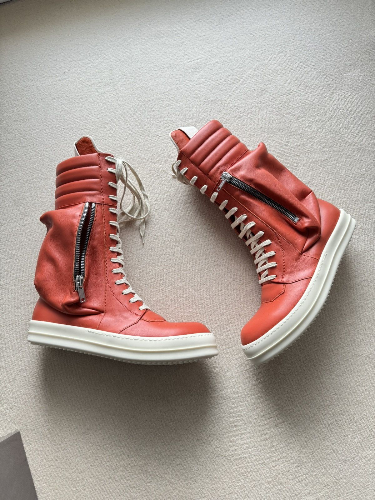 image of Rick Owens Sample Fw22 Strobe Orange Cargo Basket 44 Shoes, Men's (Size 11)