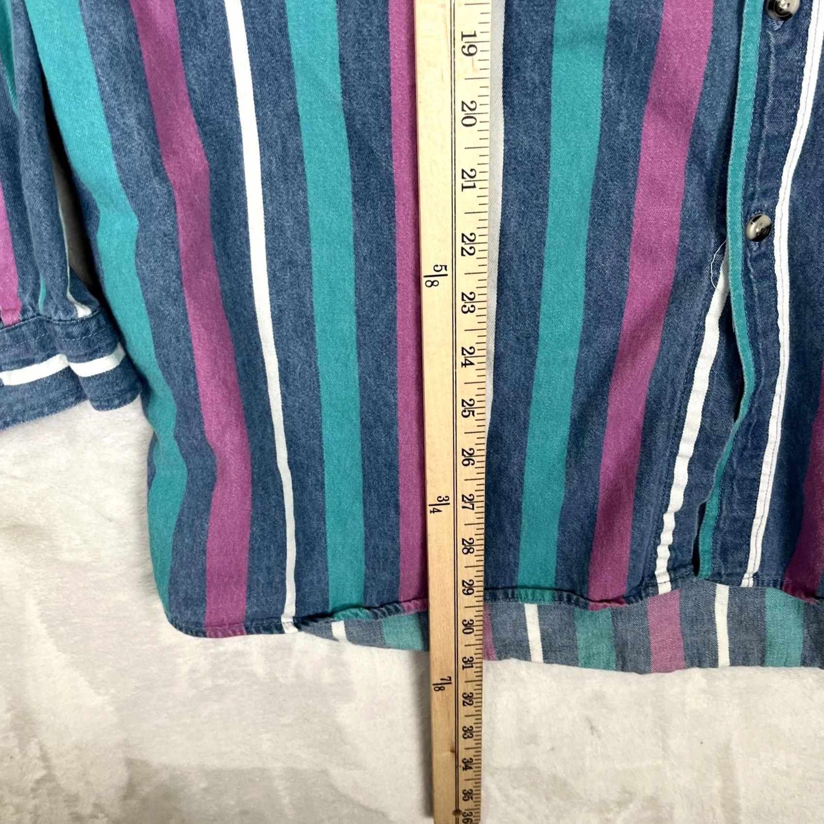 Revenge VINTAGE Revenge Shirt Mens XL Purple Striped Denim Long Sleeve Button Front Size US XL / EU 56 / 4 - 4 Thumbnail