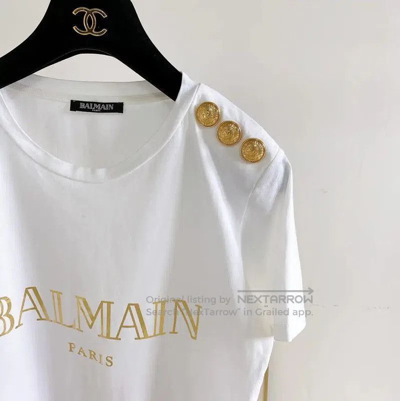 Balmain Balmain Women's White Cotton Short Sleeve T-Shirt . Size XS / US 0-2 / IT 36-38 - 3 Thumbnail