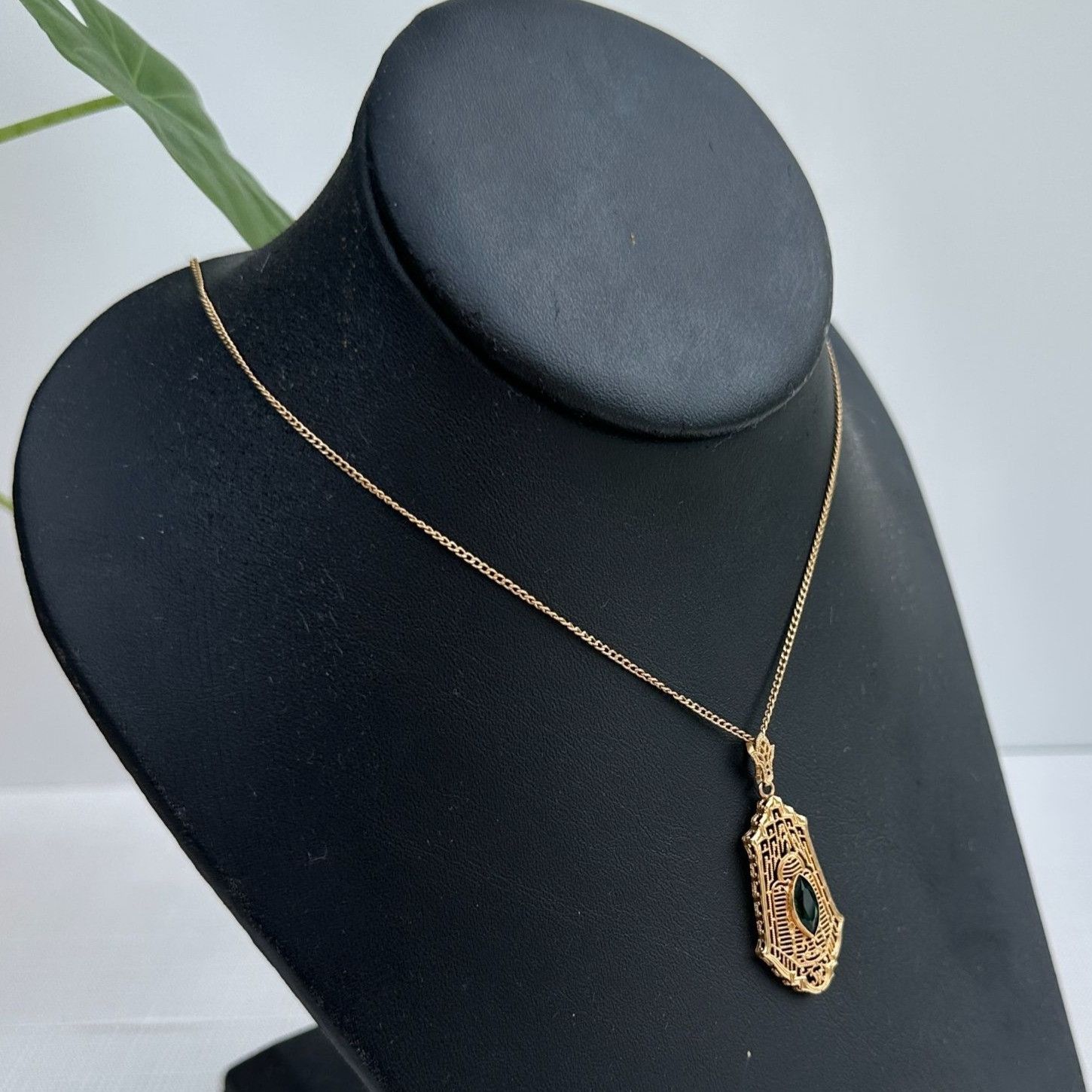 Other 14K Gold Esposito Jewelry Co.Pendant Necklace with Green Gla Size ONE SIZE - 5 Thumbnail