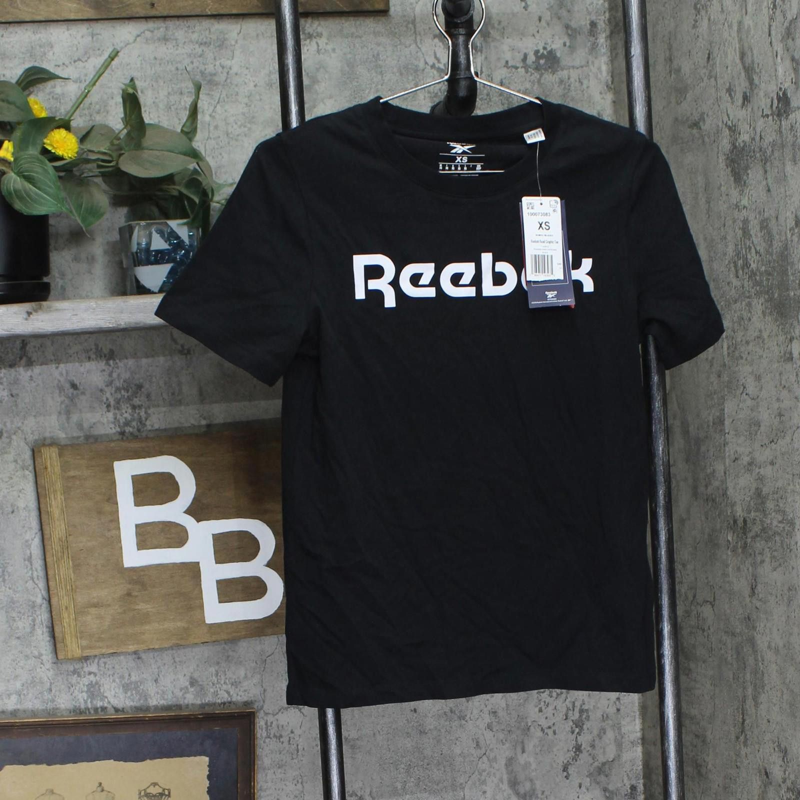Reebok Nwt Reebok Logo Cotton Graphic T-shirt Tee It8891 Black Xs Size XS / US 0-2 / IT 36-38 - 1 Thumbnail