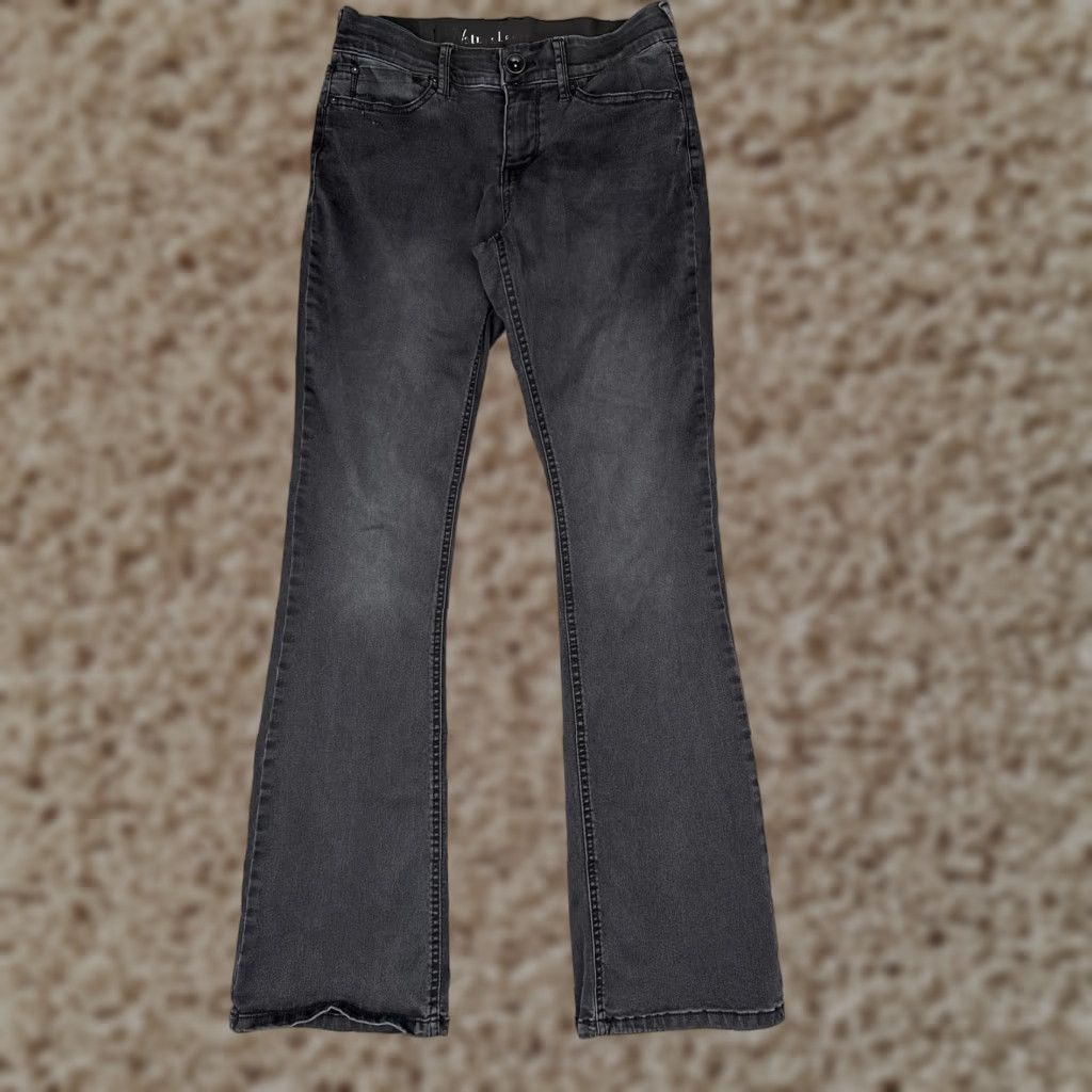 Natural Reflections Jeans Women 4 Mid Rise Bootcut Denim 28x31 Charcoal Wash 5-Pocket Regular Fit Stretch Slimmer Cotton Blend Blue Womens Boots?