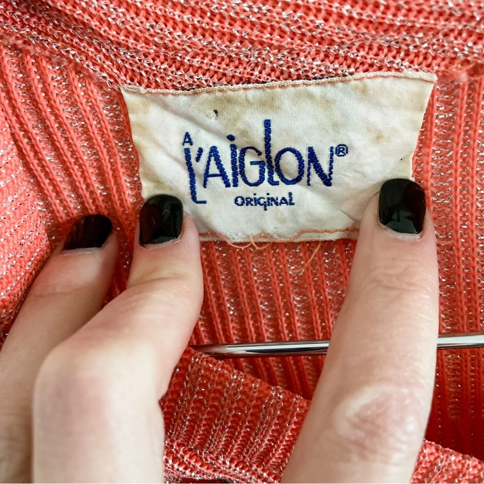 Vintage Vintage 60s L’Aiglon V-neck zip back sparkle top blouse Size M / US 6-8 / IT 42-44 - 6 Thumbnail