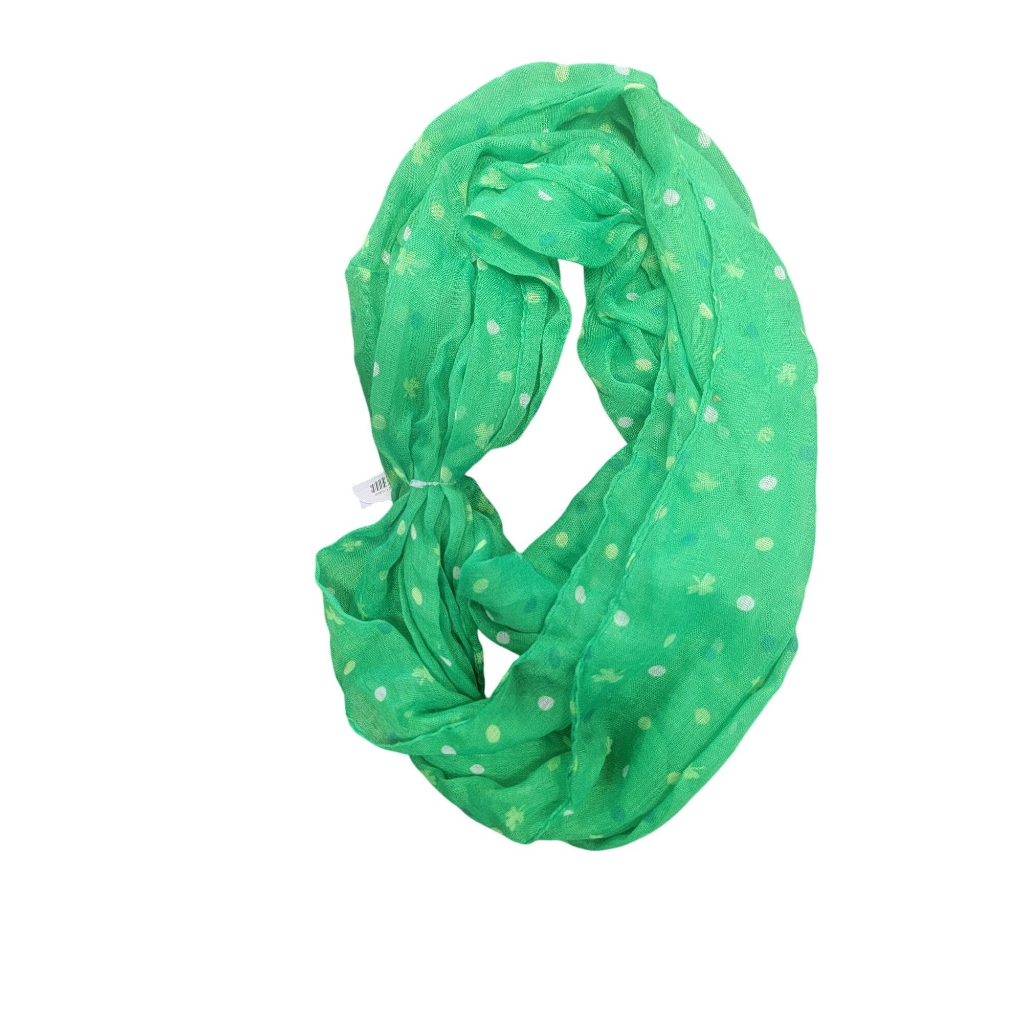 Other Green Infinity Scarf With White Polka Dots & Floral Pattern Size ONE SIZE - 3 Thumbnail