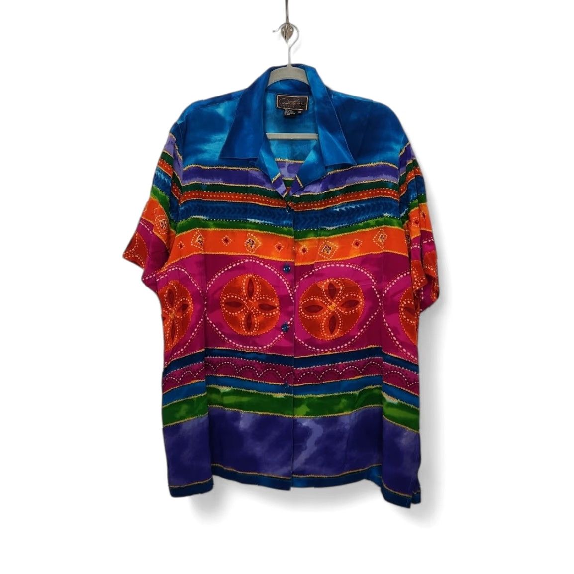 Vintage VINTAGE Diane Button-Up Shirt Unisex Adults 2XL Multi Geometric Abstract Silk Art 90s Streetwear Clothing Size XXL / US 16-18 / IT 52-54 - 2 Thumbnail