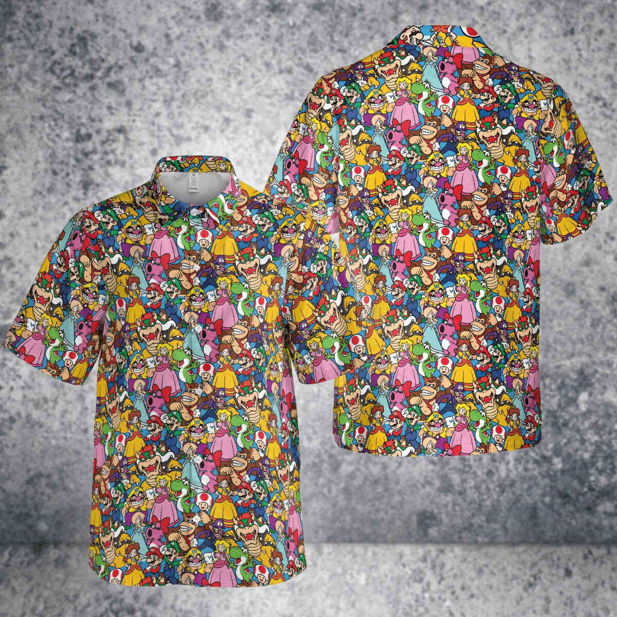 The Unbranded Brand Mario Brothers Colorful Pattern Button Down Shirt Size US S / EU 44-46 / 1 - 4 Thumbnail