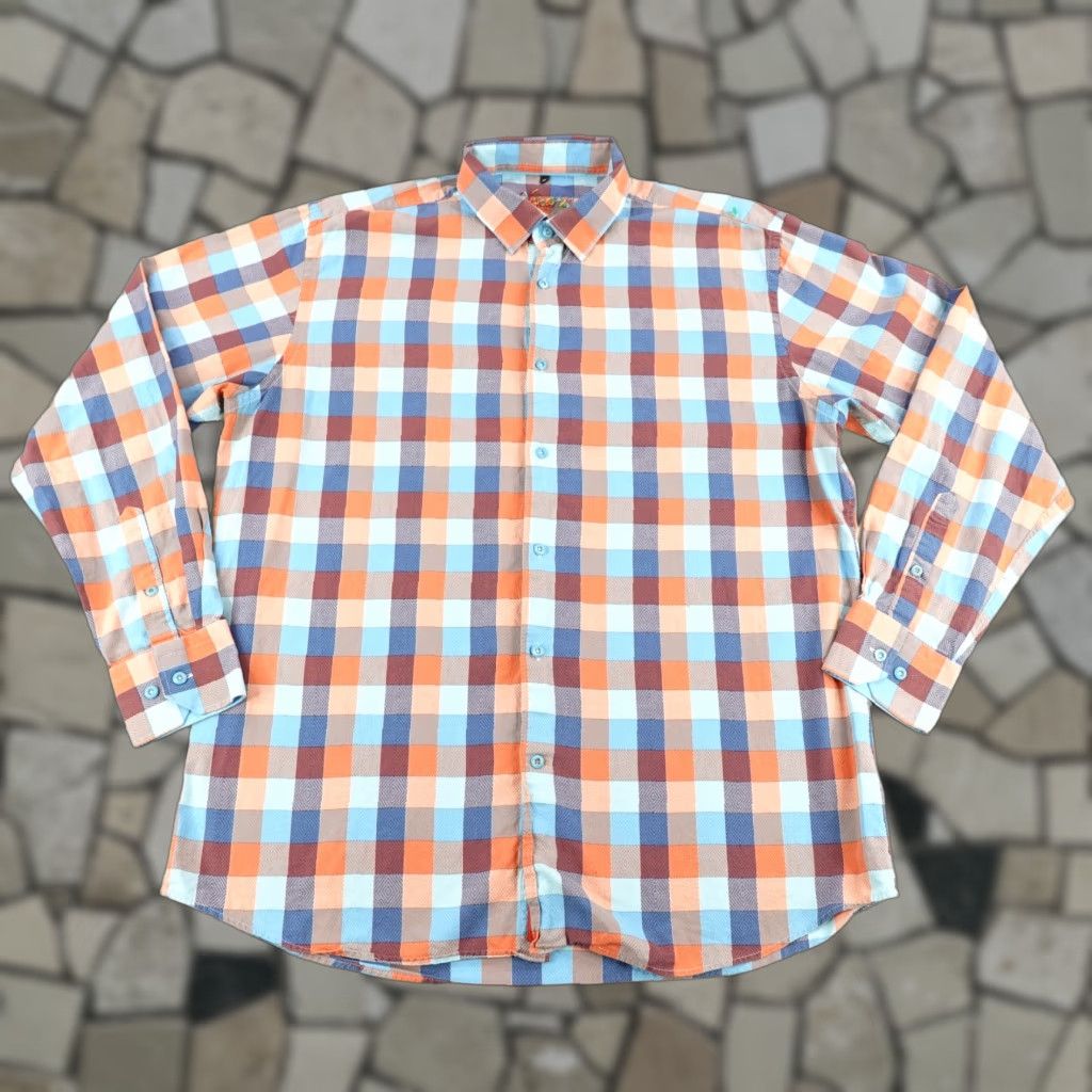 Luchiano Visconti VINTAGE Luchiano Visconti Shirt Mens XL Blue Plaid Button-Up Long Sleeve Cotton Classic Designer Size US XL / EU 56 / 4 - 1 Thumbnail