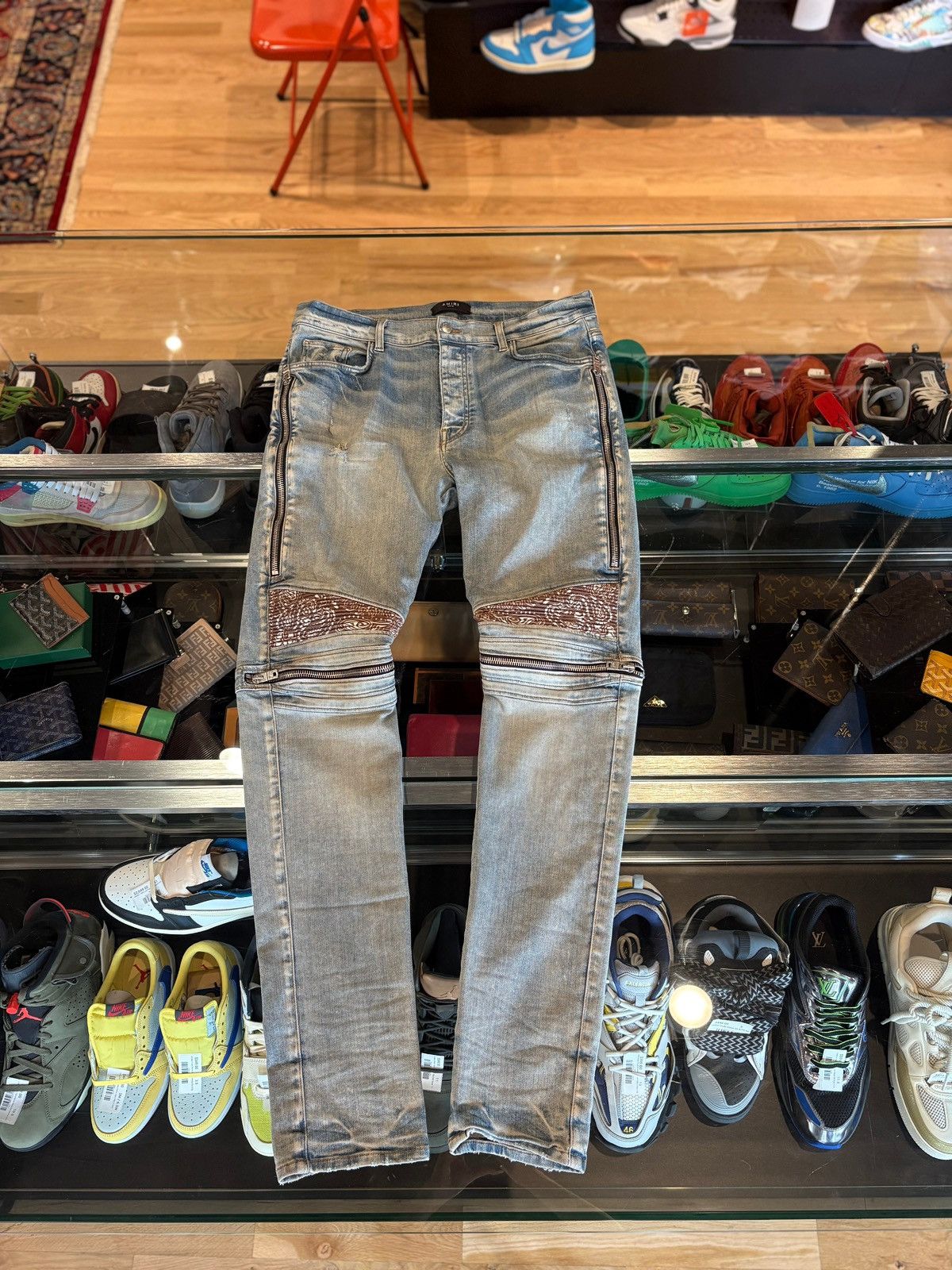 Amiri Amiri Jeans Blue Brown Zipper Size 38 Size US 38 / EU 54 - 1 Thumbnail
