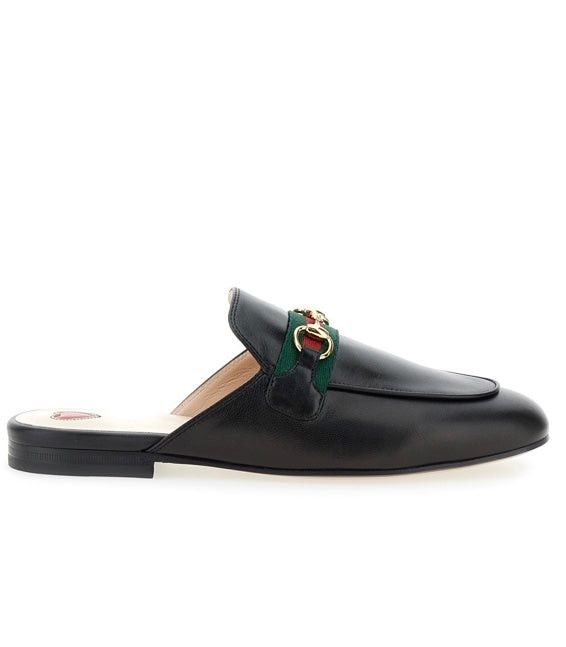 image of Gucci Princetown Leather Slippers Size 41 in Black, Women's