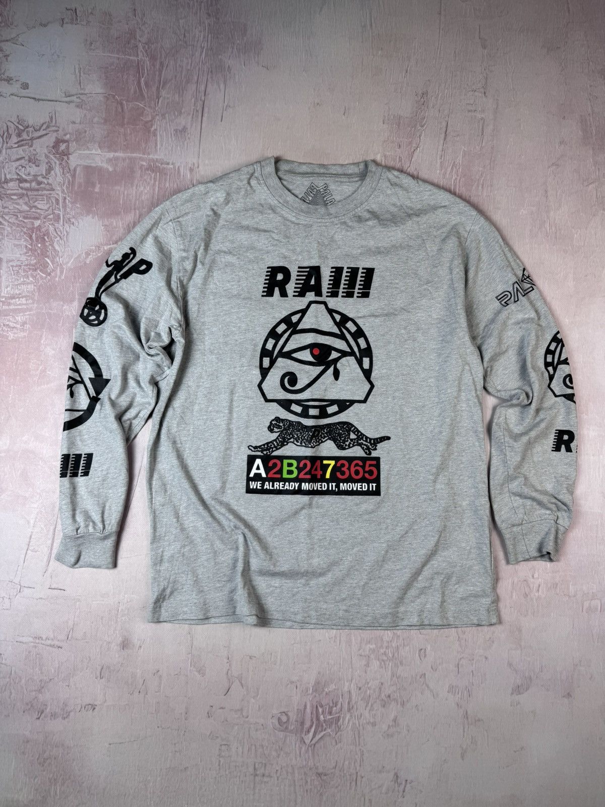 Pre-owned Palace Ra Illuminati Skate Style Long Sleeve Tee In Grey