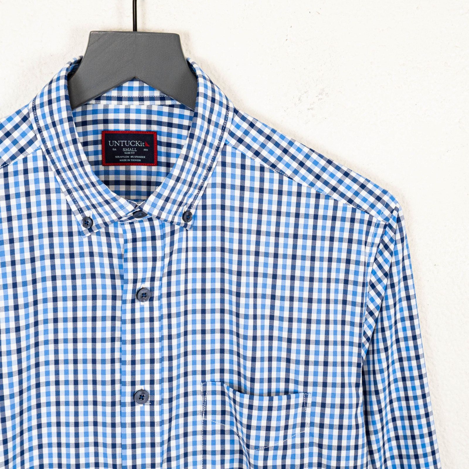 UNTUCKit UNTUCKit Slim Button Down Shirt Blue Gingham check sz Small Size US S / EU 44-46 / 1 - 3 Thumbnail