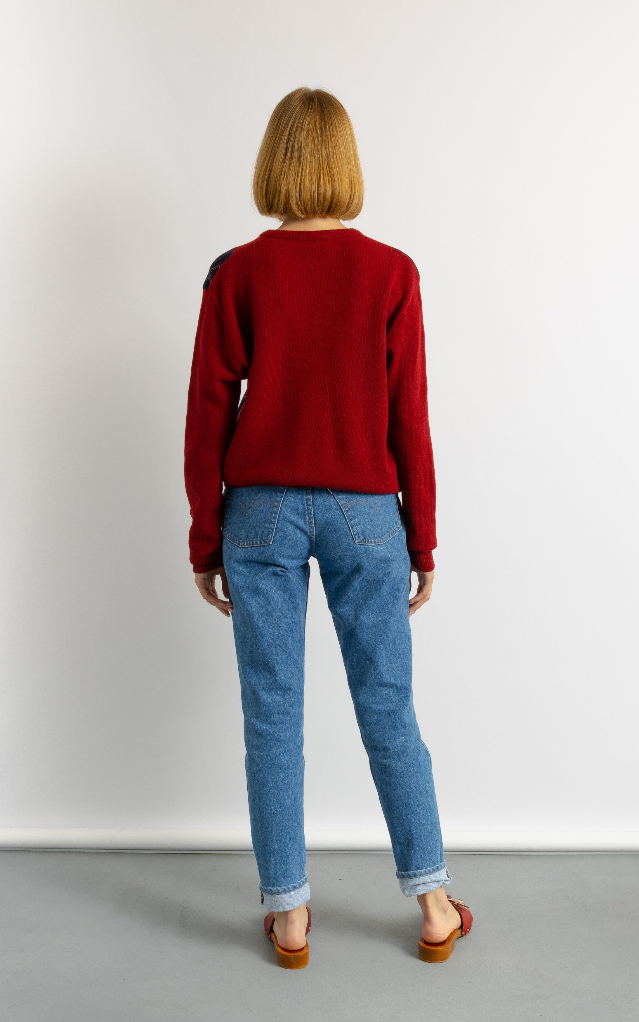Vintage Jumper Wool Large Jumper Minimalist V neck Sweater 7347 Size M / US 6-8 / IT 42-44 - 5 Thumbnail