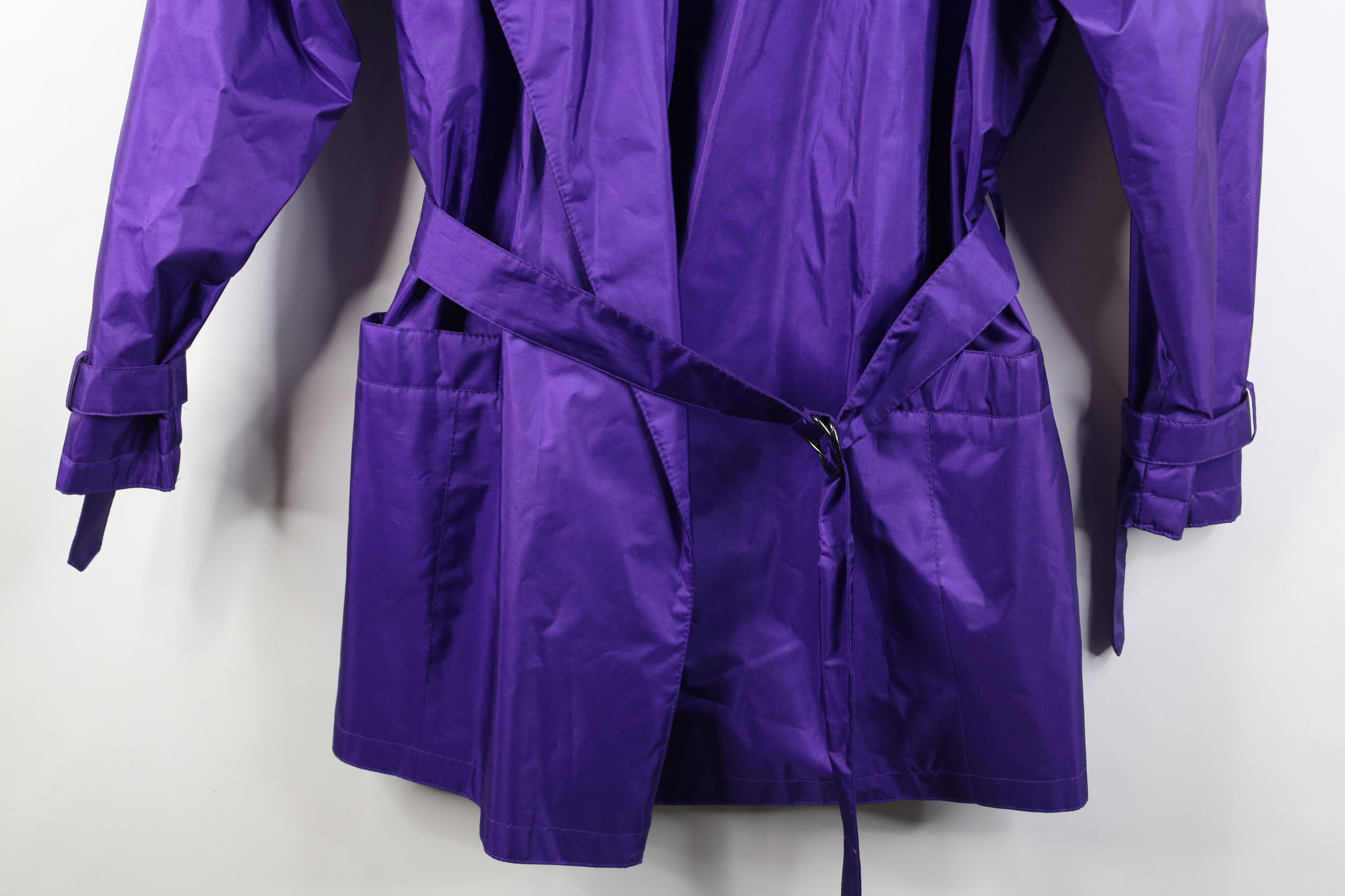Vintage Vintage 90s Pelle Belted Trench Coat Rain Jacket Purple Size XXL / US 16-18 / IT 52-54 - 3 Thumbnail