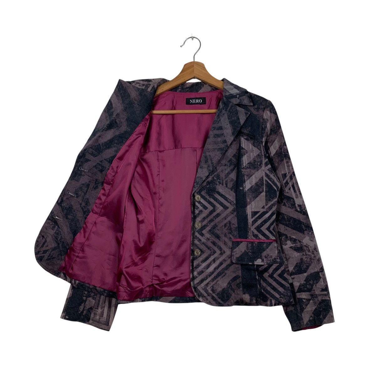 Japanese Brand NERO Made in Japan Fullprint Cropped Blazer Jacket #1621-C72 Size M / US 6-8 / IT 42-44 - 8 Thumbnail