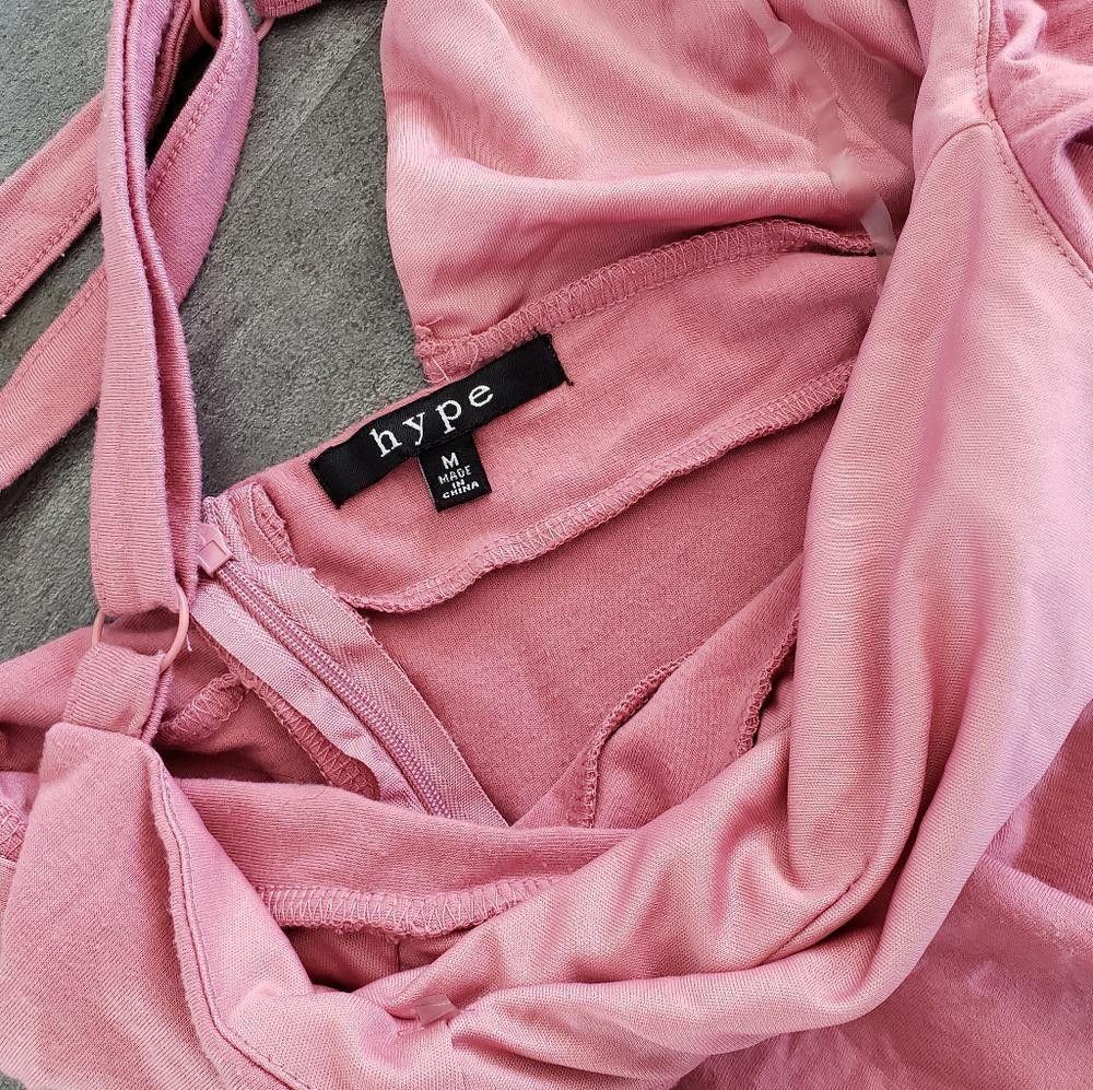 Other Dust Pink Ruffle Detailed Hype Jumpsuit Size 32" / US 10 / IT 46 - 4 Thumbnail