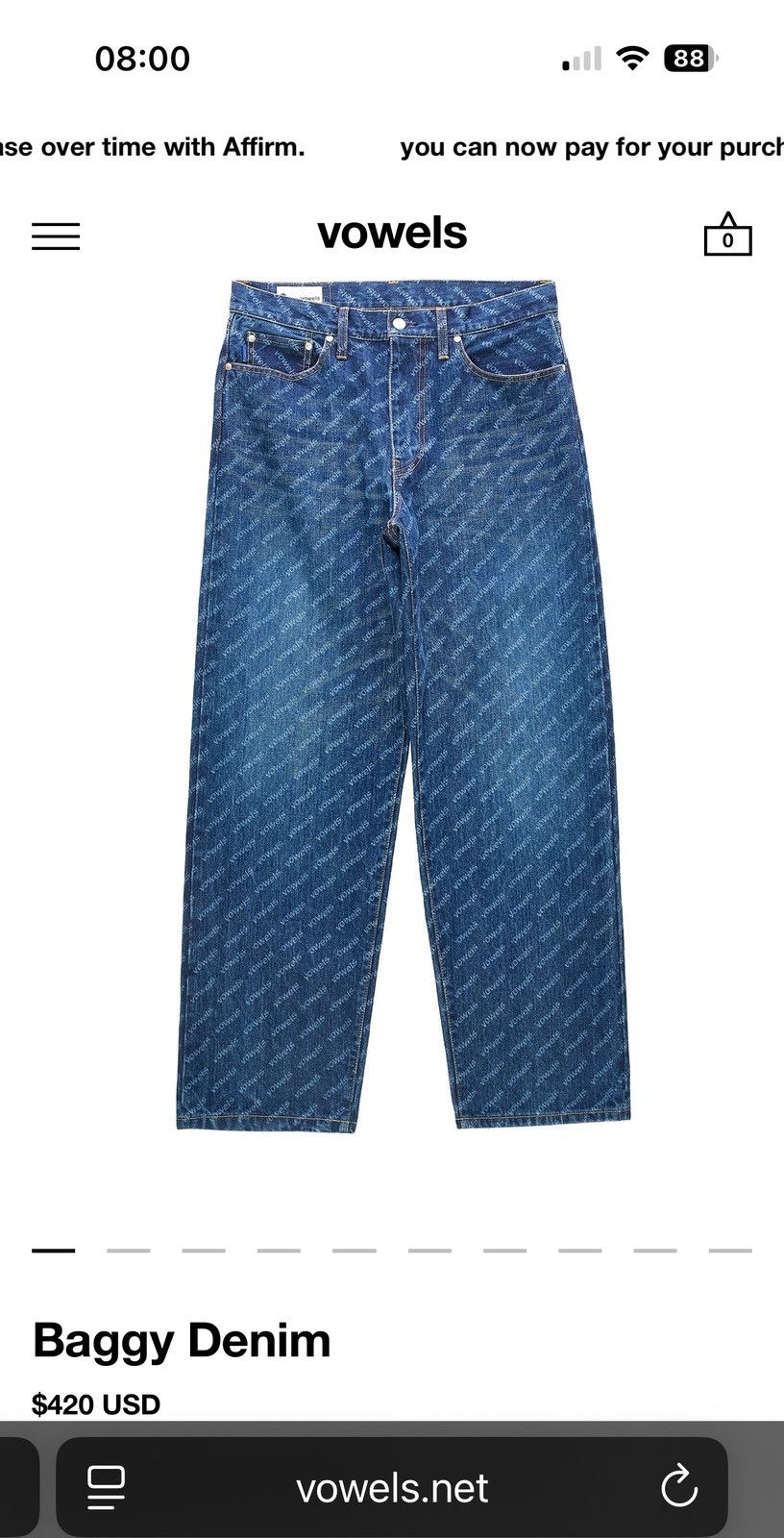 Other Vowels monogram laser denim Size US 32 / EU 48 - 1 Thumbnail