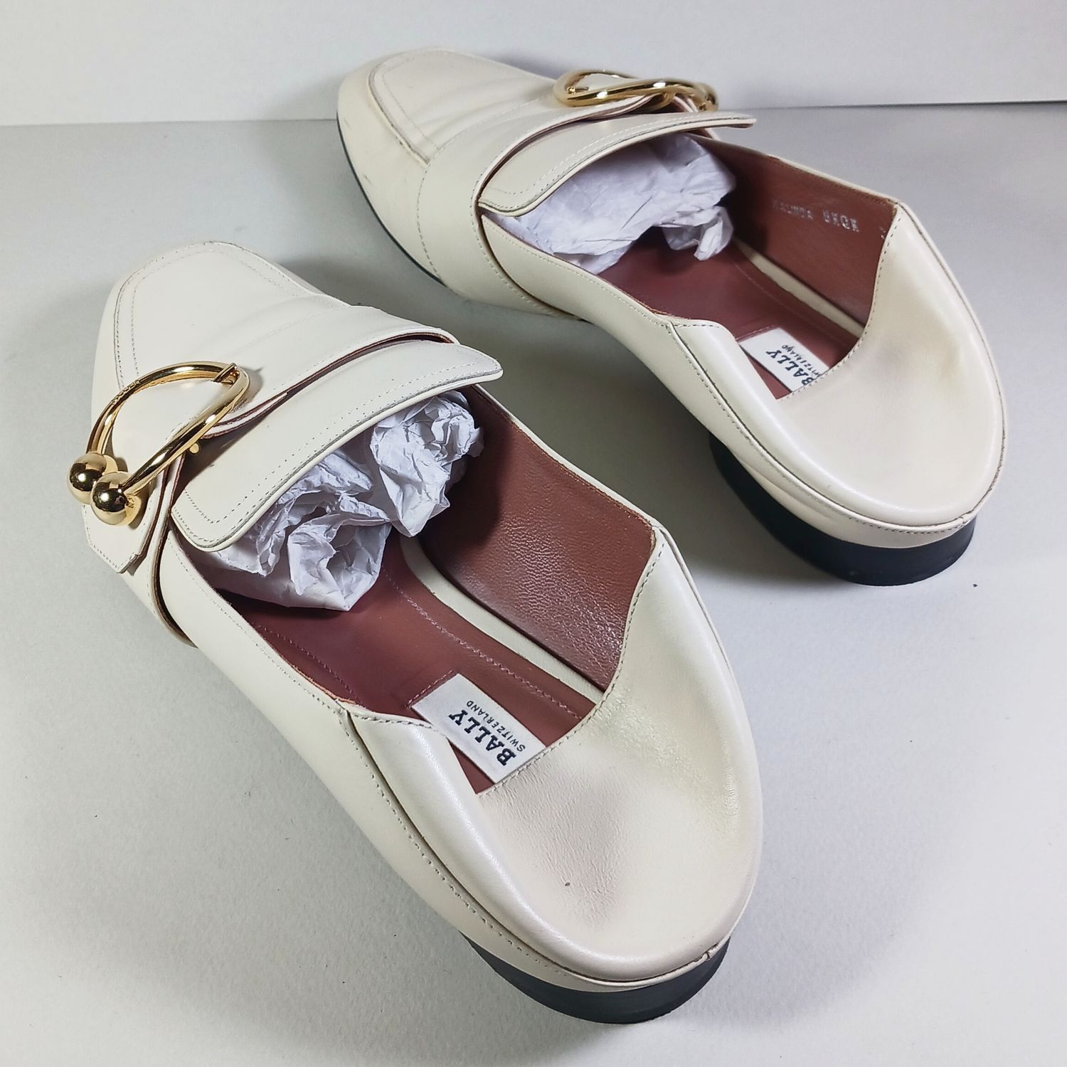 Bally Bally Malinda Ivory White Leather Buckle Slipper Loafers 39 Size US 8 / IT 38 - 7 Thumbnail