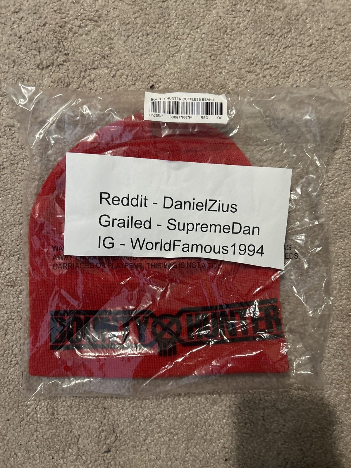 Bounty Hunter × Supreme Supreme x Bounty Hunter Beanie 'Red' Size ONE SIZE - 3 Thumbnail
