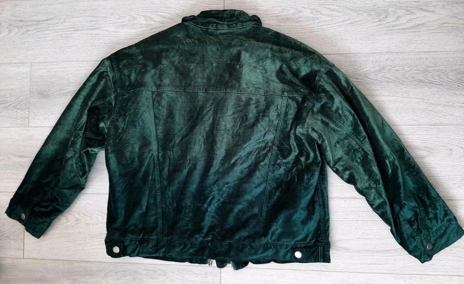 Free People Free People Jacket Green Velvet Trucker Full Zip Oversized Size XS / US 0-2 / IT 36-38 - 6 Thumbnail