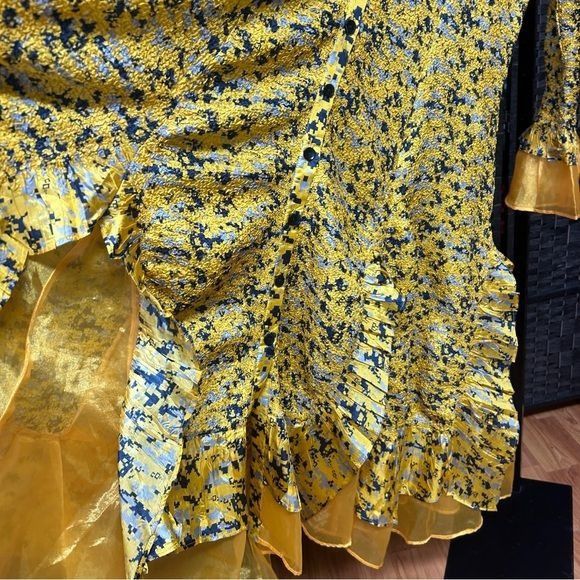 Other Jenny T golden yellow navy blue frilly Aline dress ruched pl Size XL / US 12-14 / IT 48-50 - 8 Thumbnail