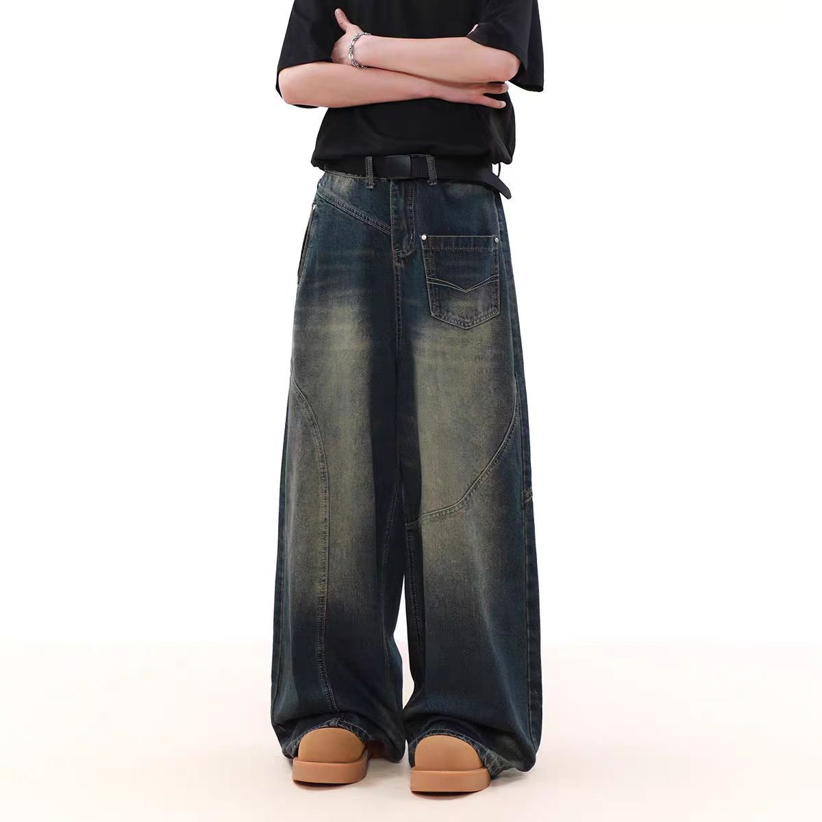 Japanese Brand × Jean Vintage washed asymmetric design straight leg jeans Size US 34 / EU 50 - 2 Thumbnail