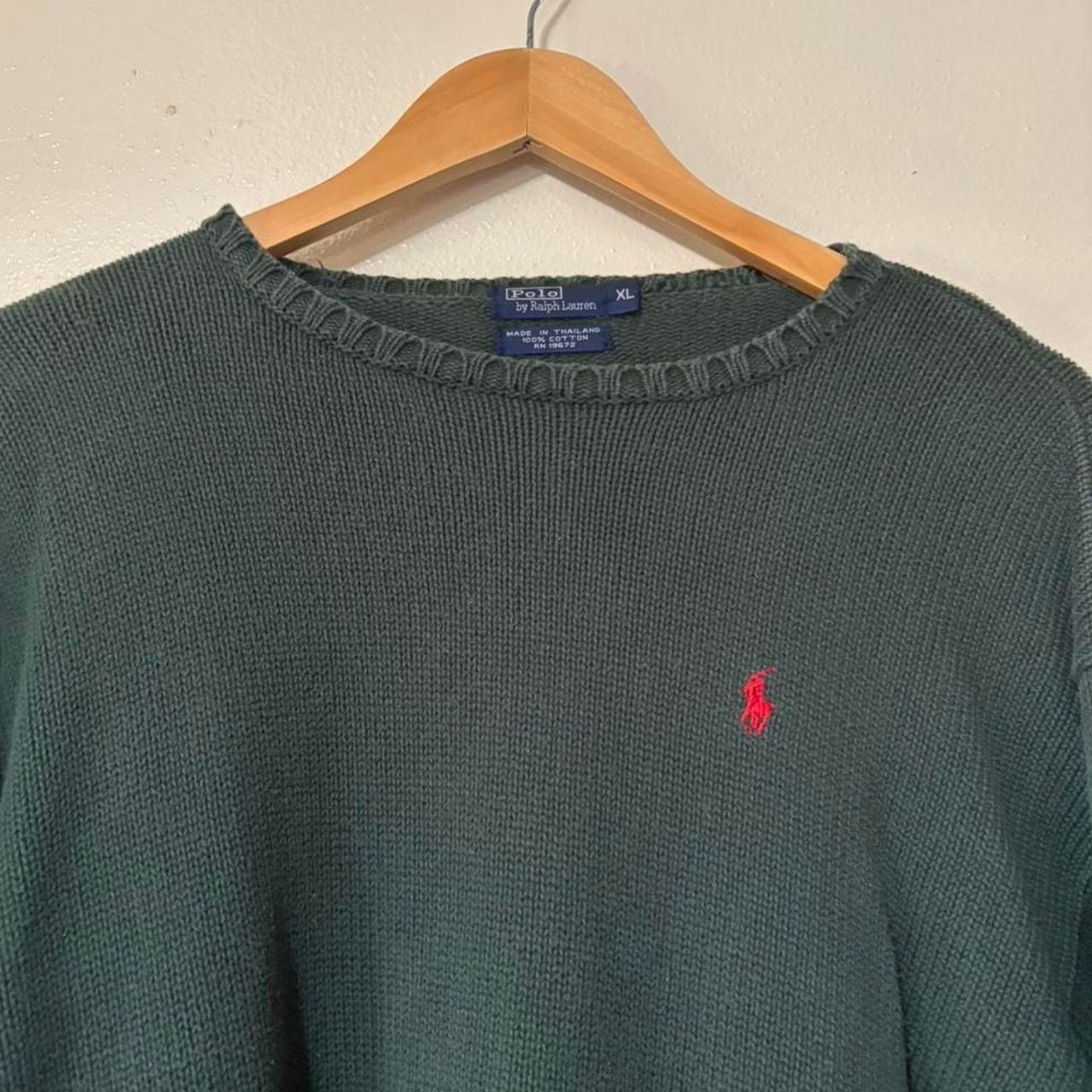 Polo Ralph Lauren Vintage 90s Polo Ralph Lauren Green Knit Crewneck Sweater Size US XL / EU 56 / 4 - 2 Thumbnail