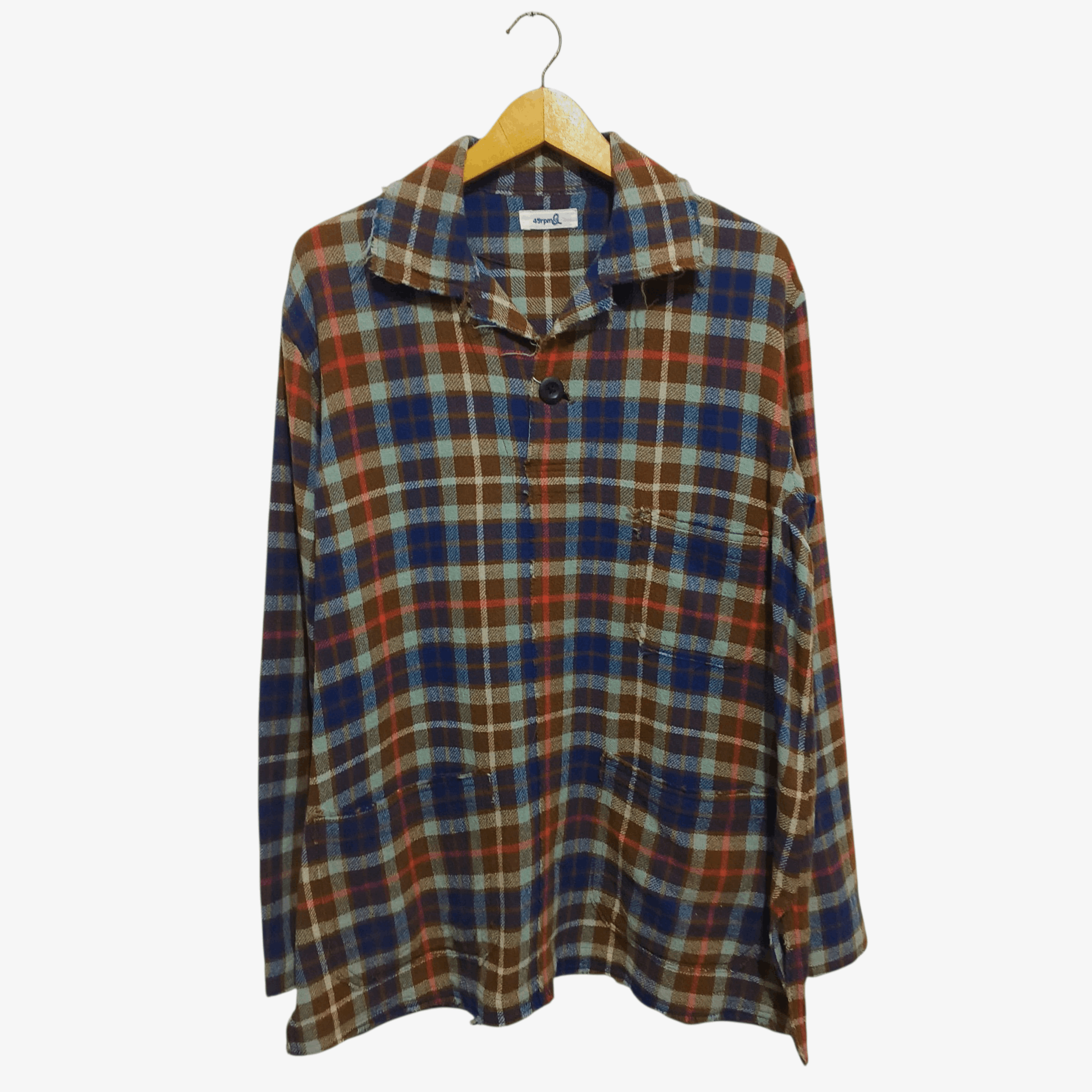 45rpm 🔥45RPM Japan Distressed Plaid Wool Pullover Shirt Jacket Size US M / EU 48-50 / 2 - 1 Thumbnail