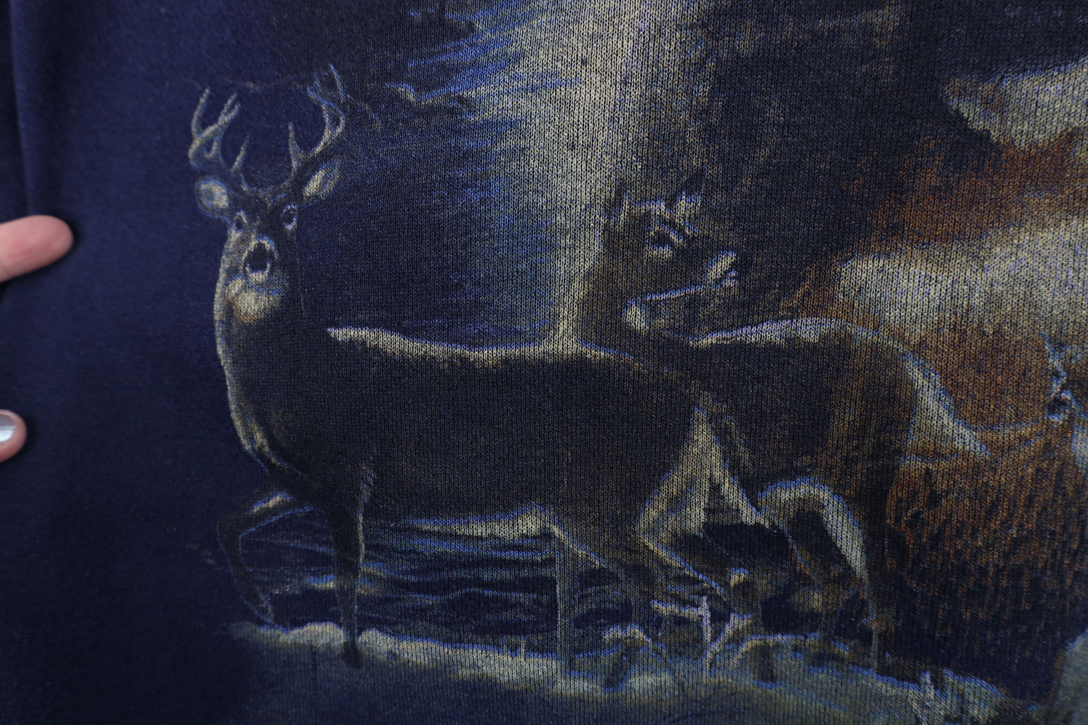 Vintage Vintage 90s Streetwear Nature Deer Buck Sweatshirt 3XL USA Size US XXL / EU 58 / 5 - 5 Thumbnail