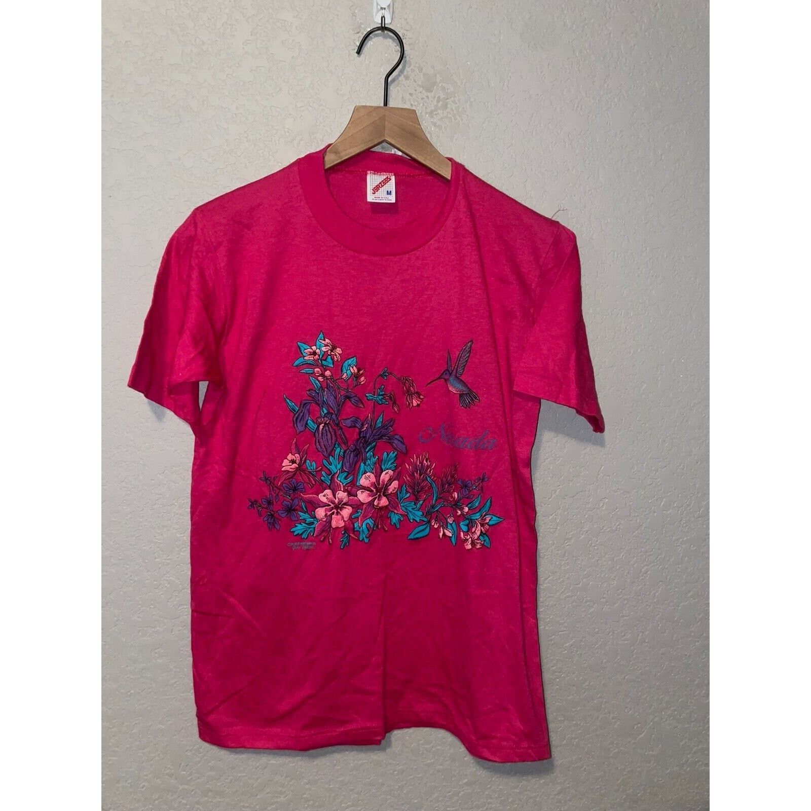 Jerzees Vintage Nevada Shirt Tee Pink Flower Jerzees Graphic 90s M Size US M / EU 48-50 / 2 - 1 Thumbnail