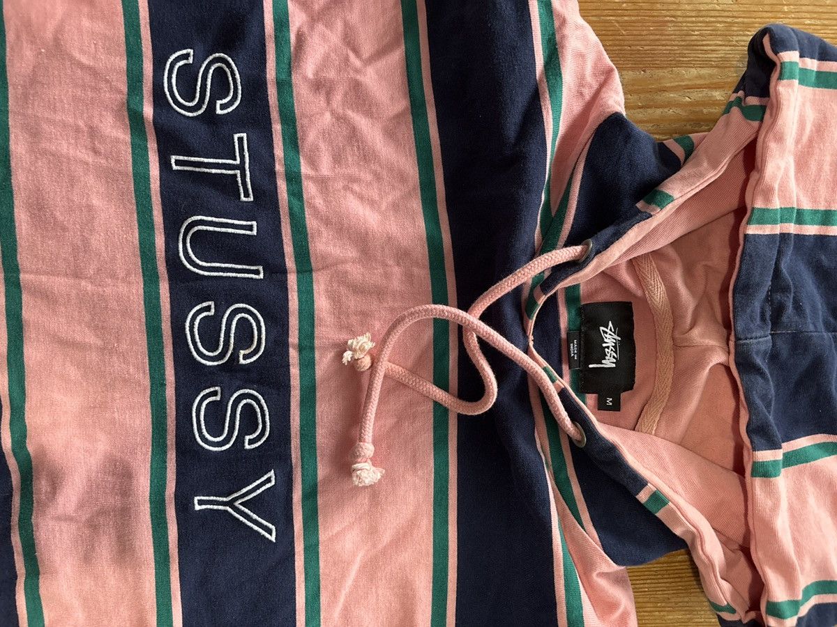 Stussy Stussy pink and blue striped hoodie Size US M / EU 48-50 / 2 - 3 Thumbnail