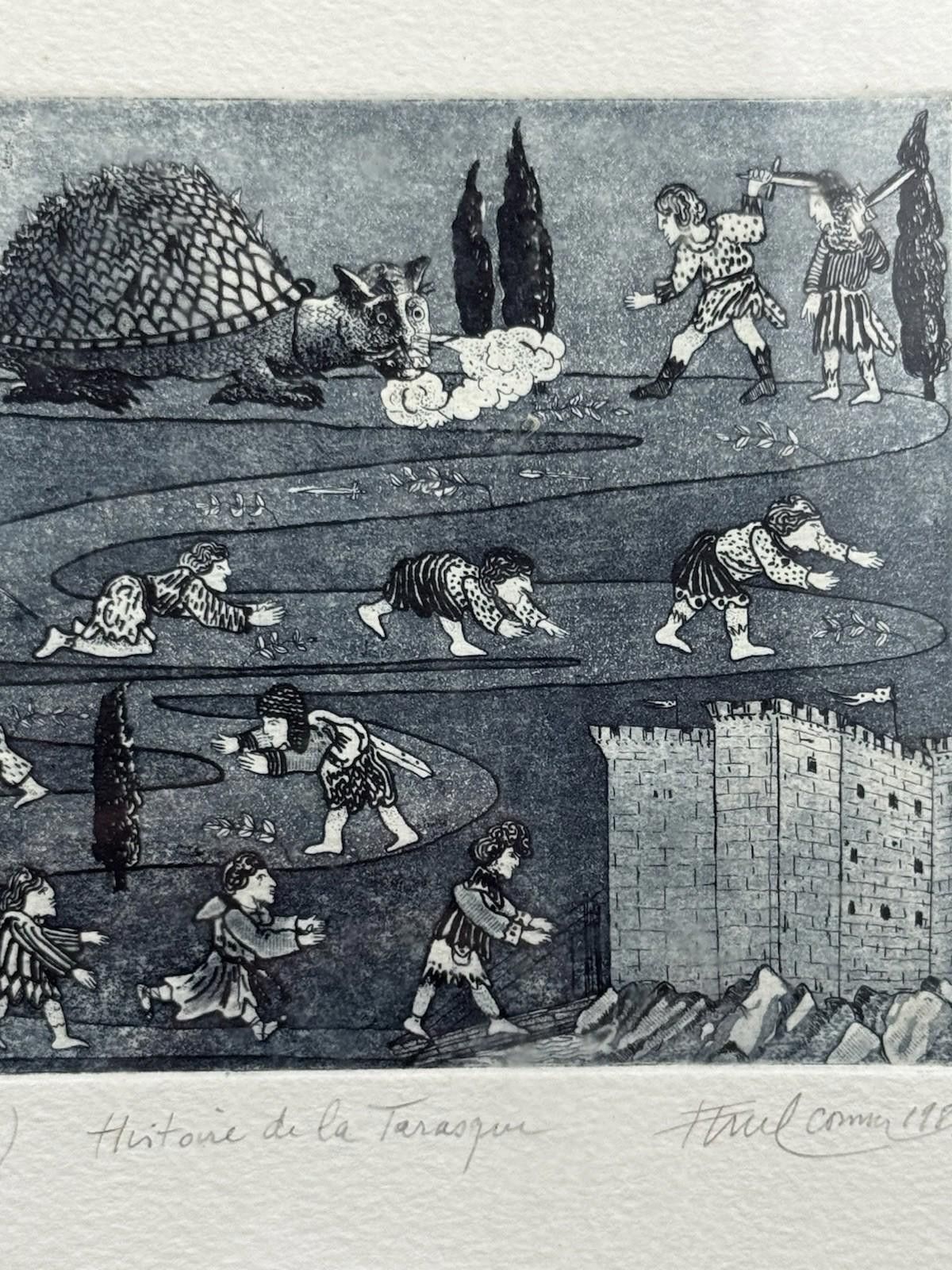 Other Signed Paul Comolli ? Histoire de la Tarasque Etching Print Size ONE SIZE - 6 Thumbnail