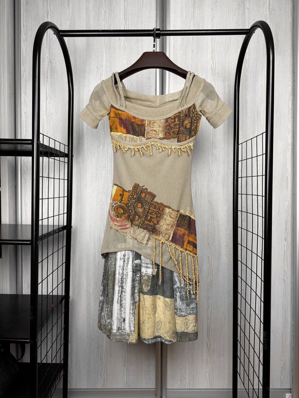 Other Save the Queen mesh patchwork style vintage fringed dress Size S / US 4 / IT 40 - 1 Thumbnail