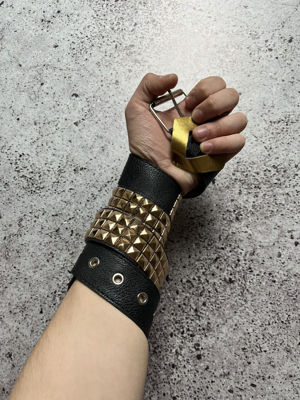 Japanese Brand 💫Avant-Garde Belt Chrome Hearts Style Gold Pyramids Size ONE SIZE - 1 Thumbnail