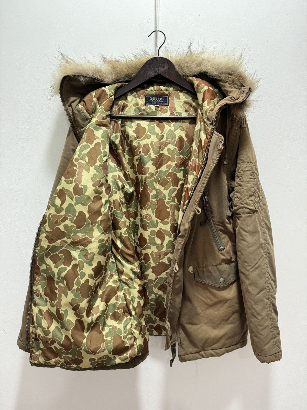 If Six Was Nine × Le Grande Bleu (L.G.B.) × Vintage VINTAGE FUR HOODIE LINED CAMO SUN FADED JACKET Size M / US 6-8 / IT 42-44 - 13 Thumbnail