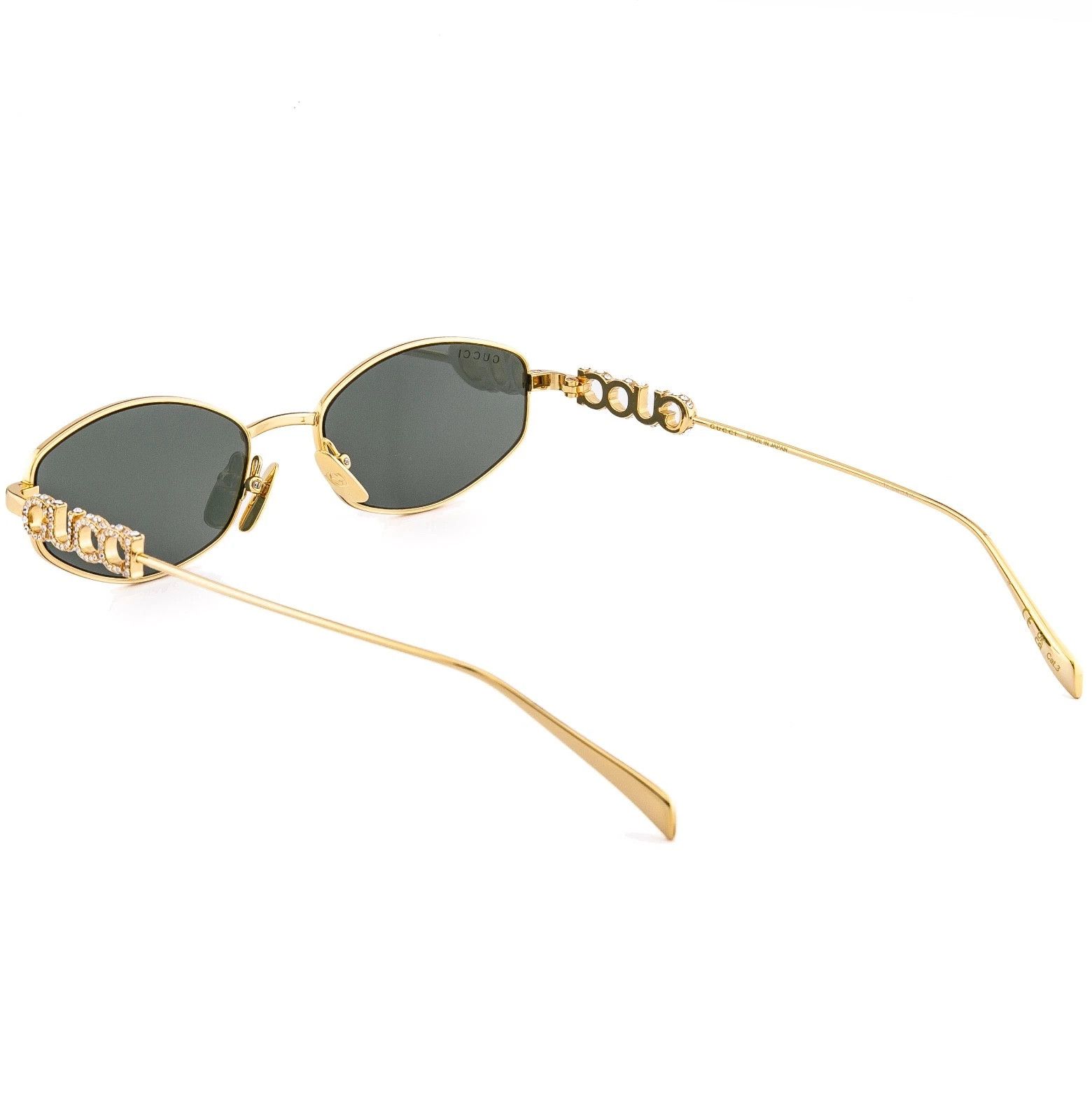 Gucci GUCCI 1802 Gg1802S Gold Green Oval Narrow Crystal Logo 001 Size ONE SIZE - 3 Thumbnail