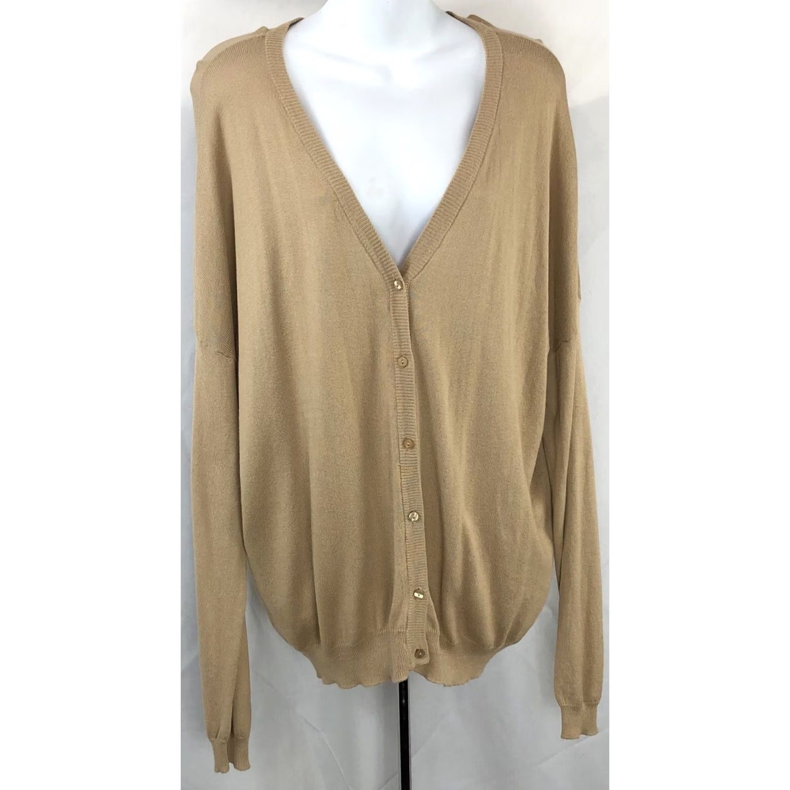 Vintage Metaphor Cardigan Sweater L Tan Button Up Long Sleeve Capsule Cottage Boho Size L / US 10 / IT 46 - 8 Thumbnail