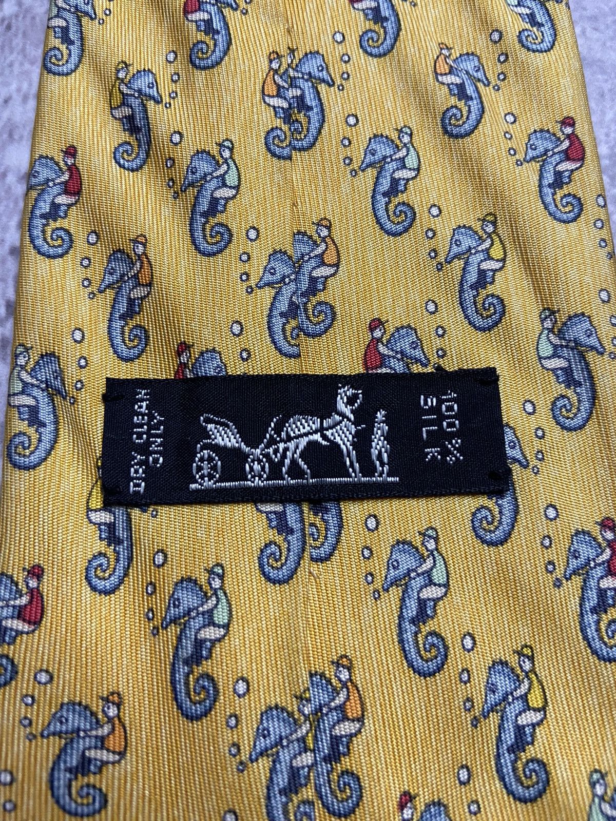Hermes Hermes 100% silk Tie Seahorse Jockey France Size ONE SIZE - 5 Thumbnail