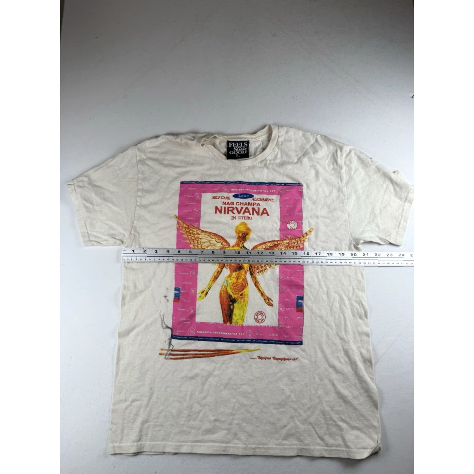 Vintage Nirvana Shirt Mens Large T-Shirt Beige Rock Band Concert In Utero Big Graphic Modern Size US L / EU 52-54 / 3 - 3 Thumbnail