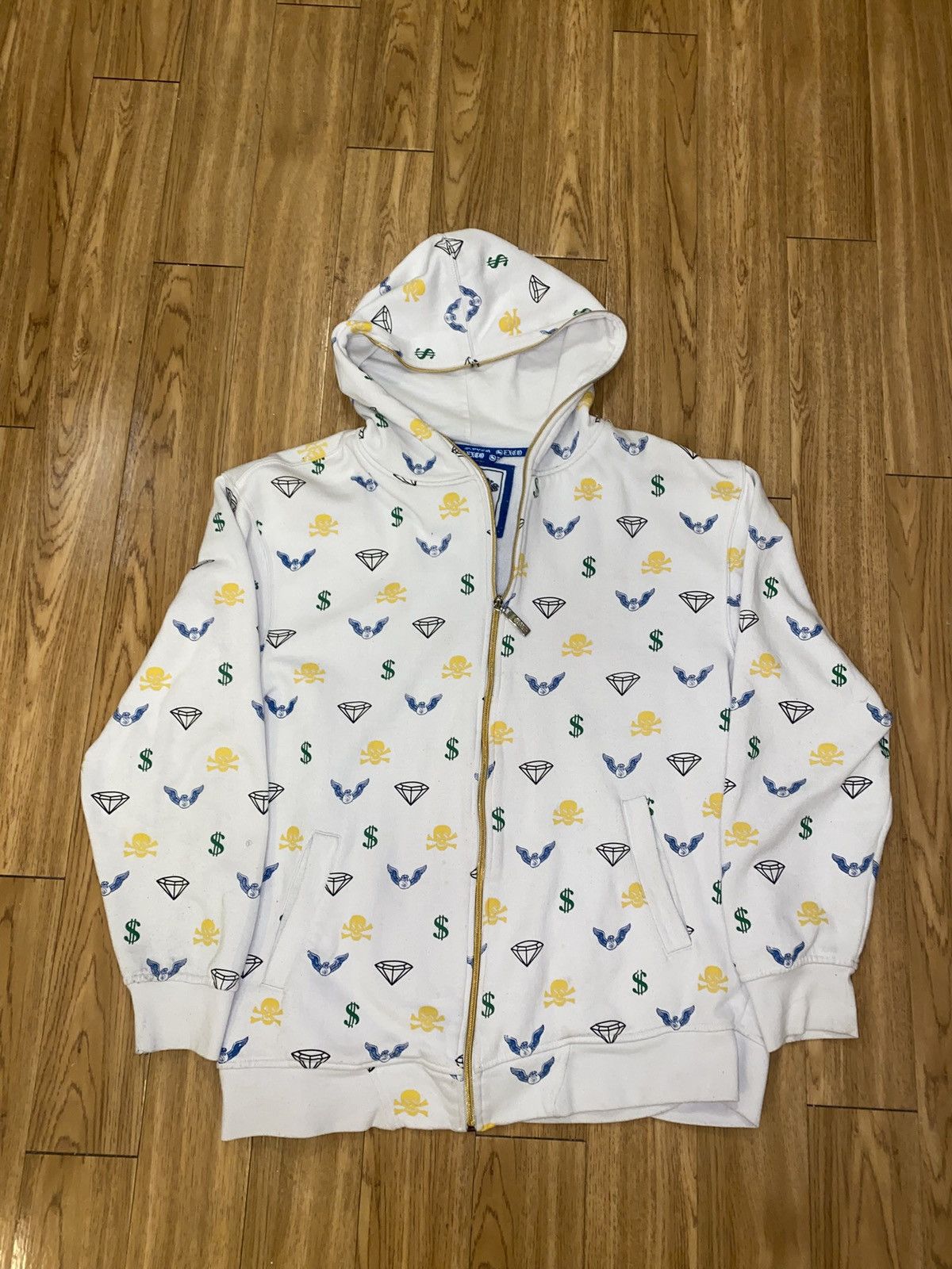 Japanese Brand × Vintage Y2K Full Zip All Over Print Hoodie Size US M / EU 48-50 / 2 - 3 Thumbnail