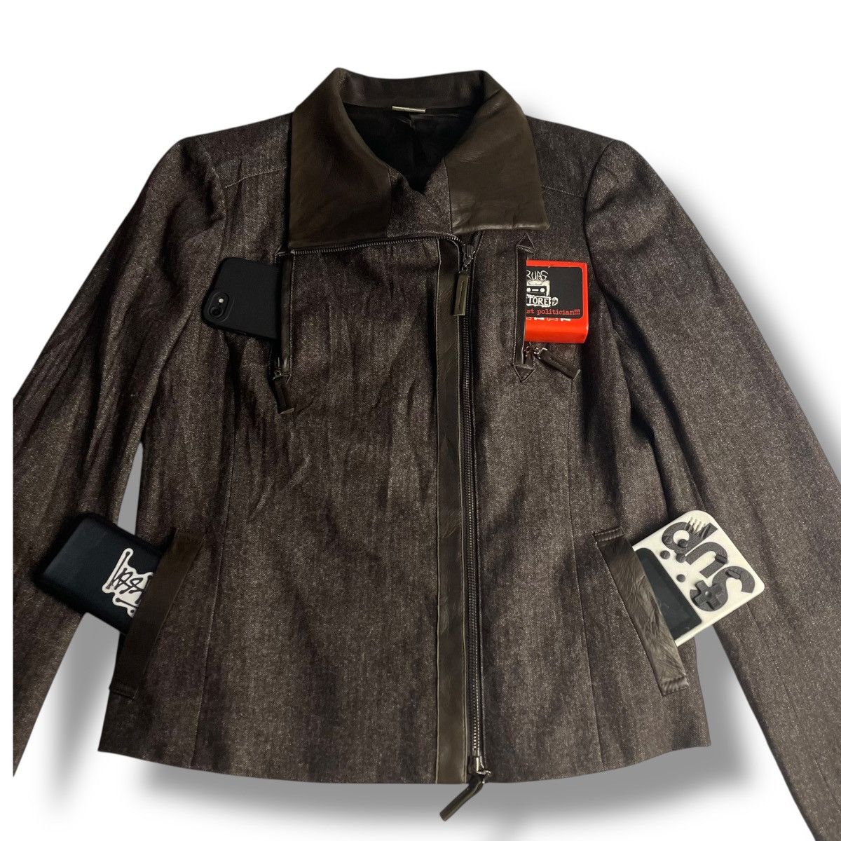 Krizia Uomo 🇯🇵 KRIZIA SHEEPSKIN COLLAR WOOL BLEND JACKET Size US XS / EU 42 / 0 - 4 Thumbnail
