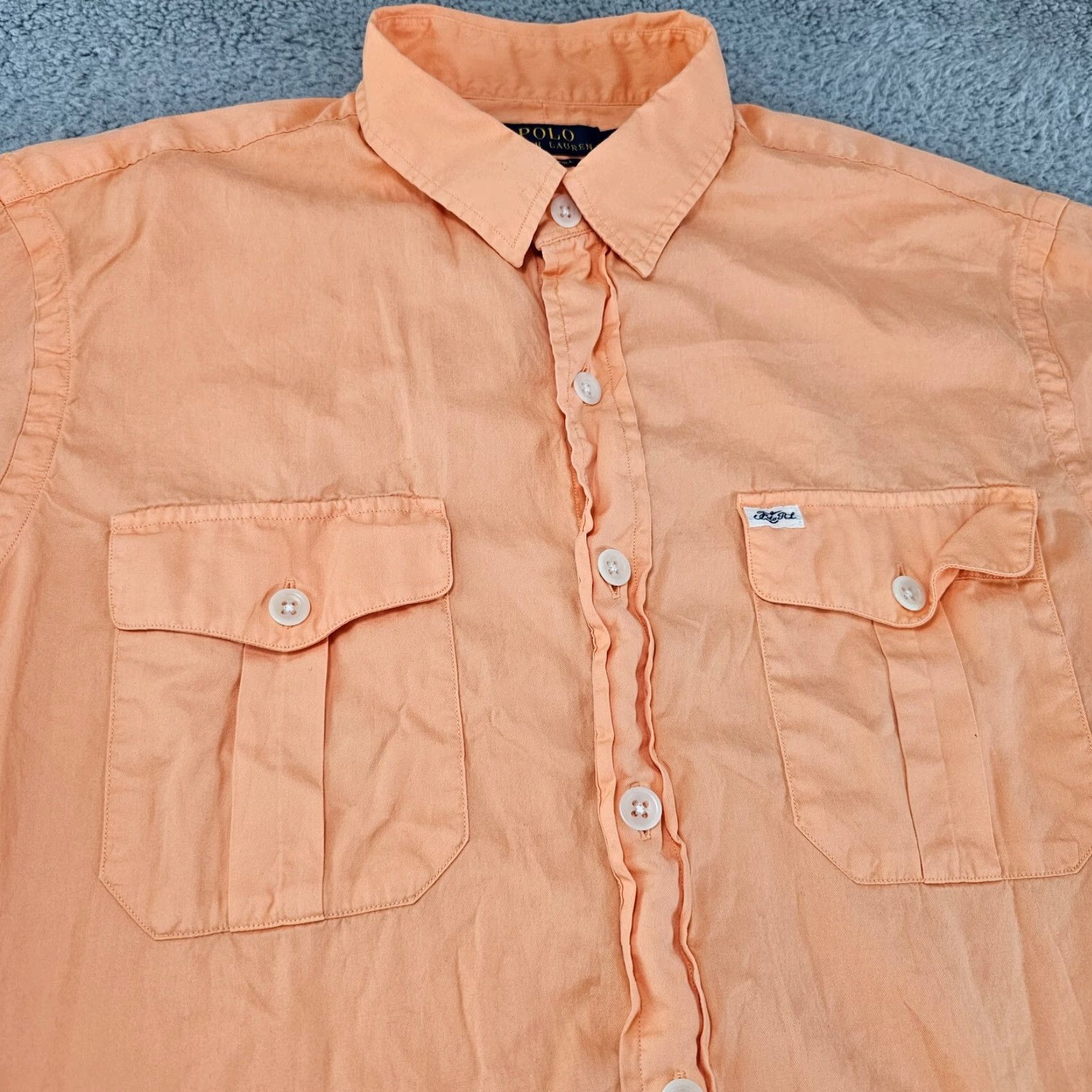 Polo Ralph Lauren Polo Ralph Lauren Shirt Mens Large Orange Beach Twill Stretch Long Sleeve Pony Size US L / EU 52-54 / 3 - 2 Thumbnail