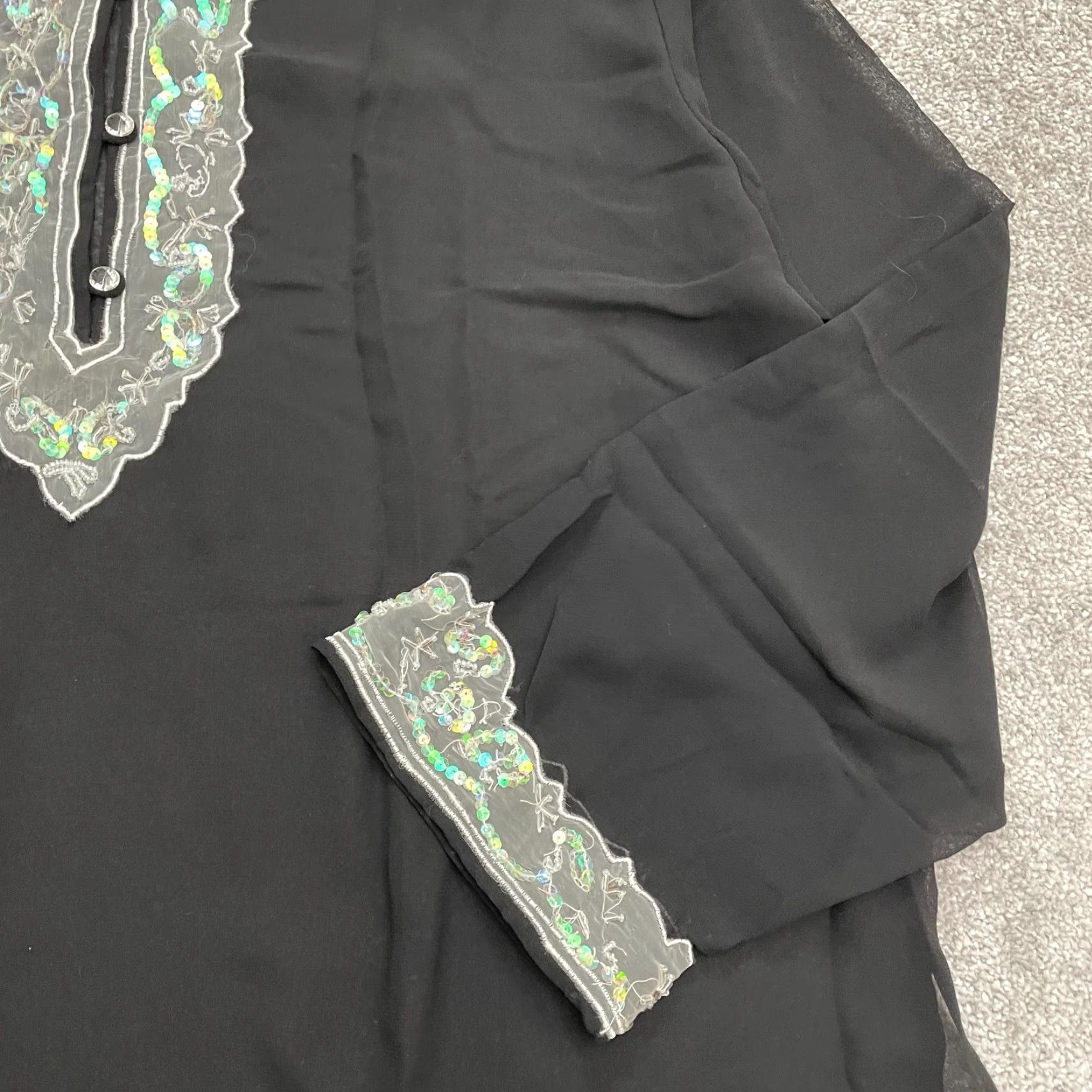 Vintage VINTAGE Anthony Blouse Women 3X Black Long Sleeve Chiffon Henley Beaded Shirt Size XXL / US 16-18 / IT 52-54 - 4 Thumbnail